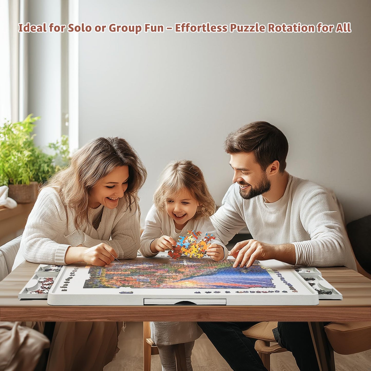 BuilderButler Lightweight 1500-Piece Puzzle Board — 360° Rotation, 6 Drawers, Portable 34.25x26.38
