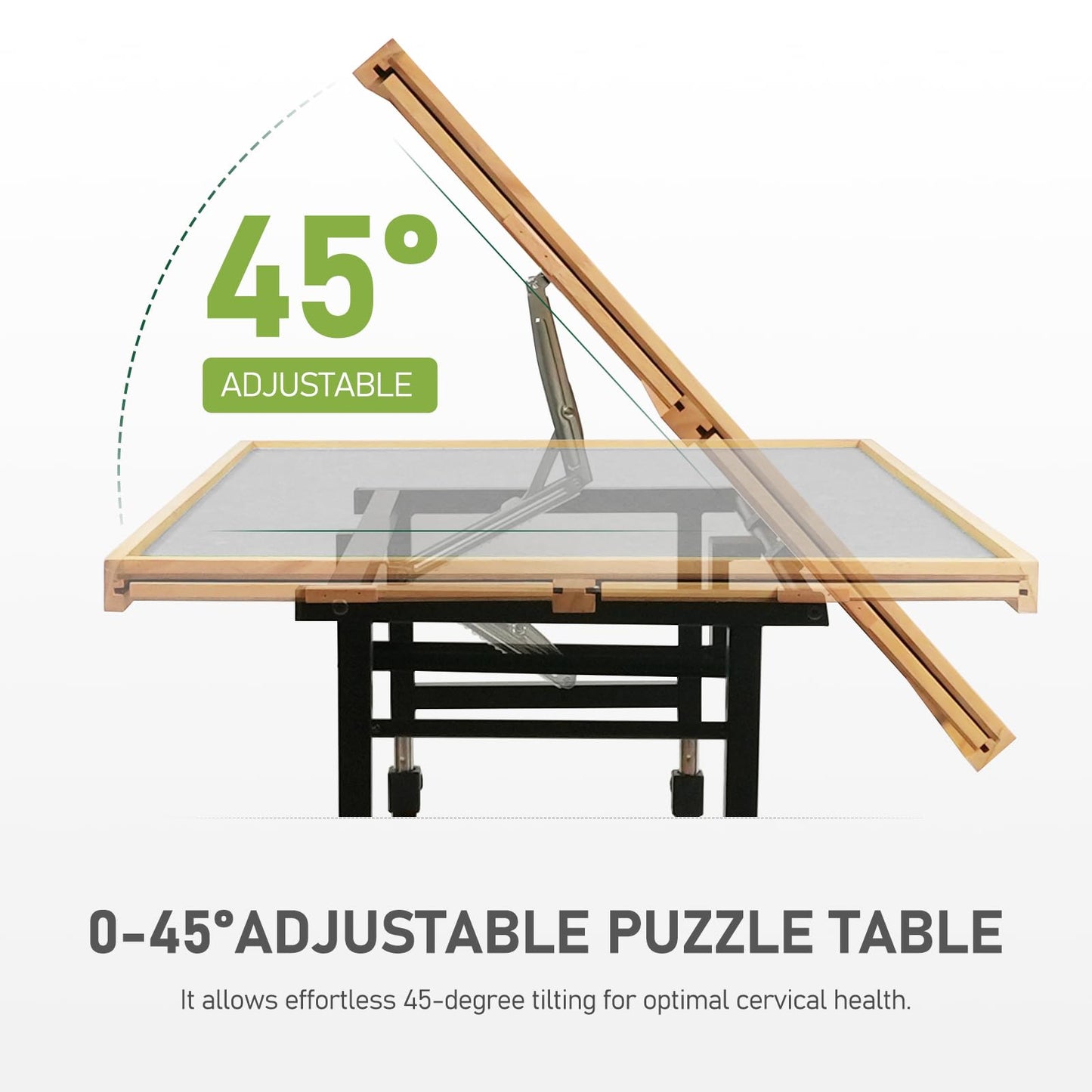 BuilderButler 2000-Piece Puzzle Table with Wheels, Drawers & Cover — Adjustable Height, 45° Tilt, 40.16 x 28.5 in