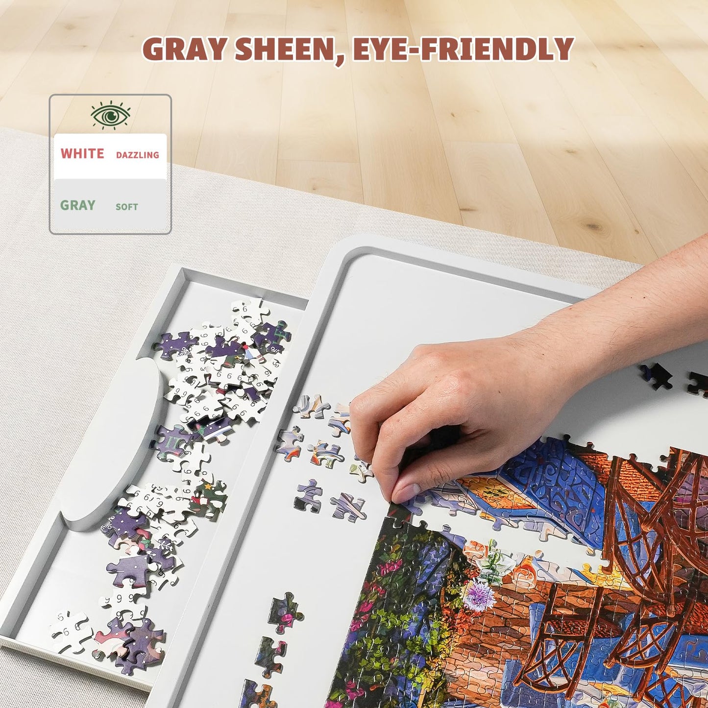 BuilderButler Lightweight 1500-Piece Puzzle Board — 360° Rotation, 6 Drawers, Portable 34.25x26.38