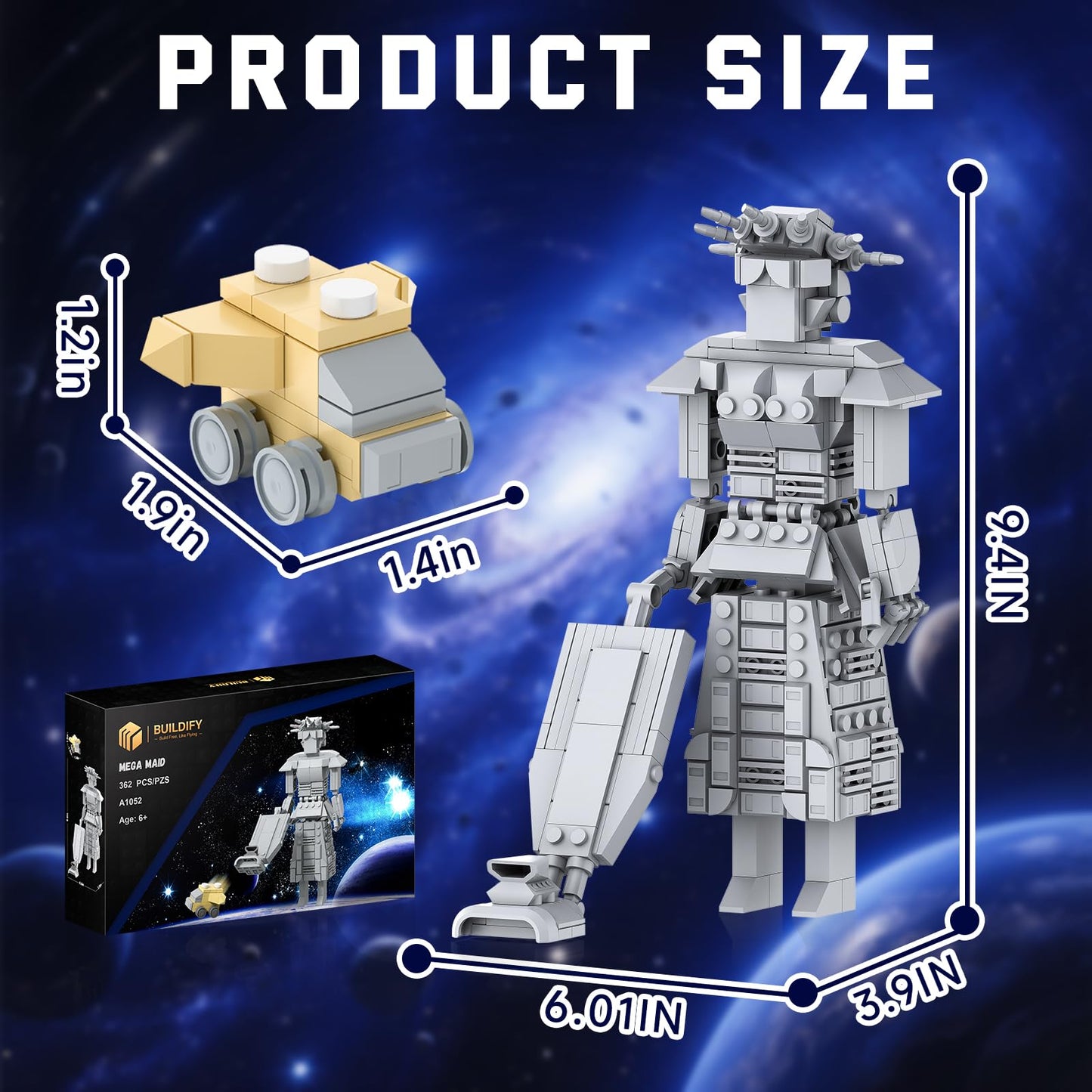 BUILDIFY Mega Maid Spaceball I Creative Building Set with Mini Eagle 5 | Space Robot Model Kit