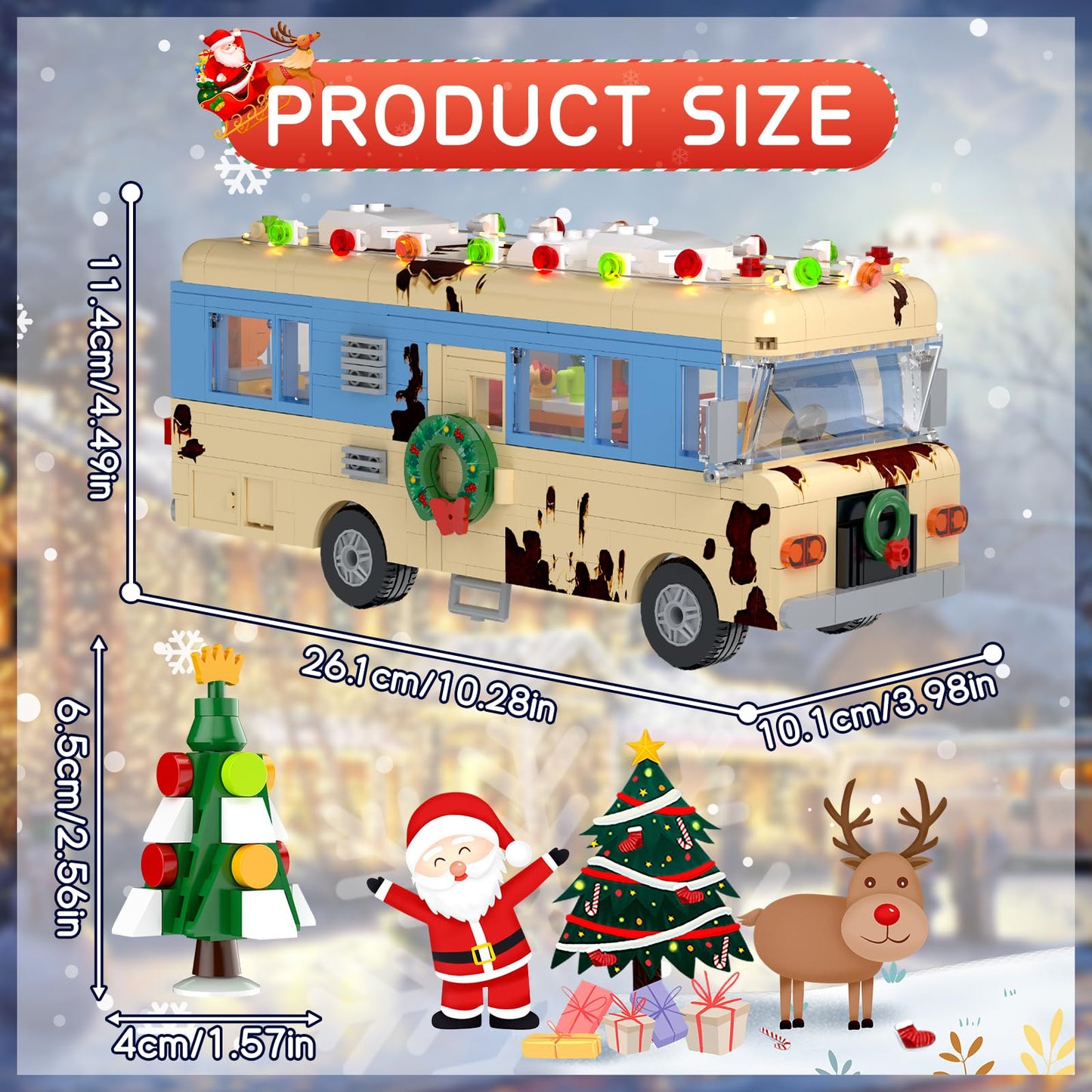 BUILDIFY Christmas Vacation RV Building Blocks – Eddie's Snow Camper Van 576PCS