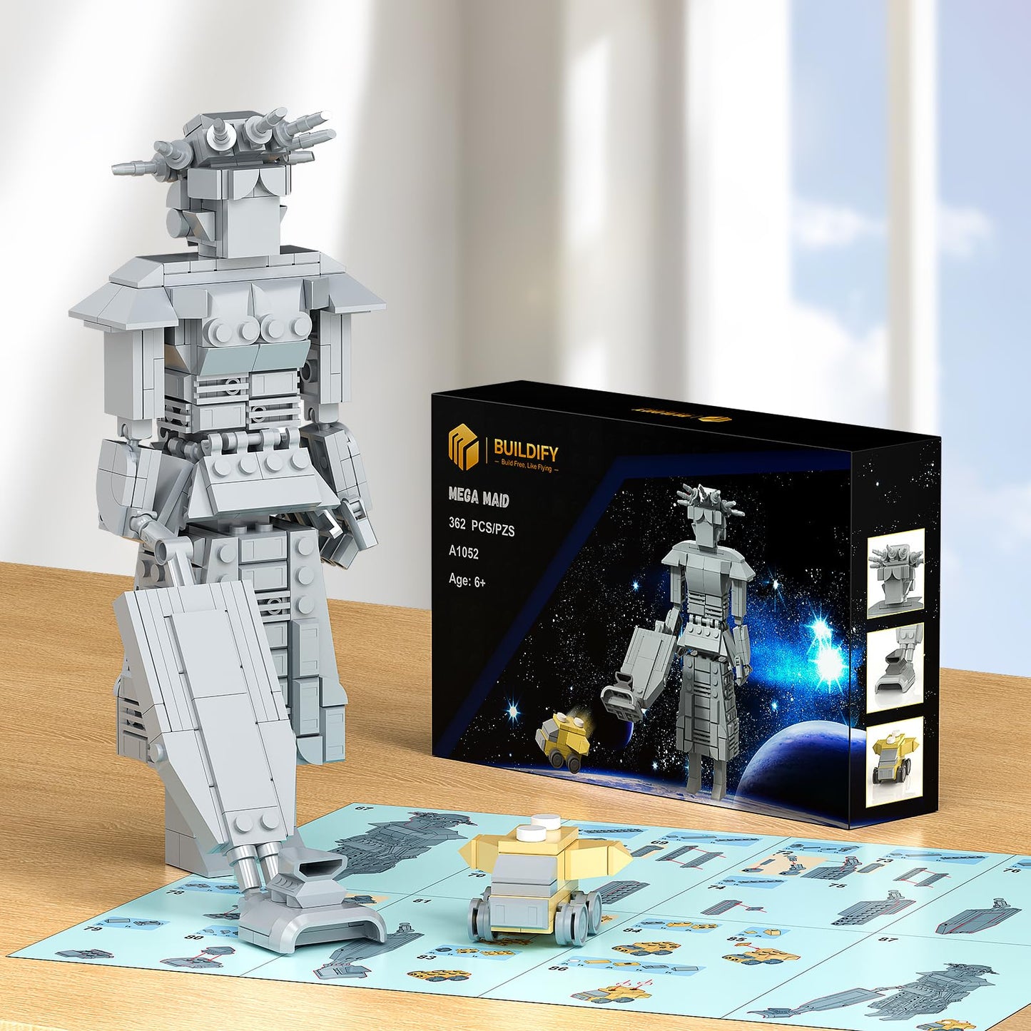 BUILDIFY Mega Maid Spaceball I Creative Building Set with Mini Eagle 5 | Space Robot Model Kit