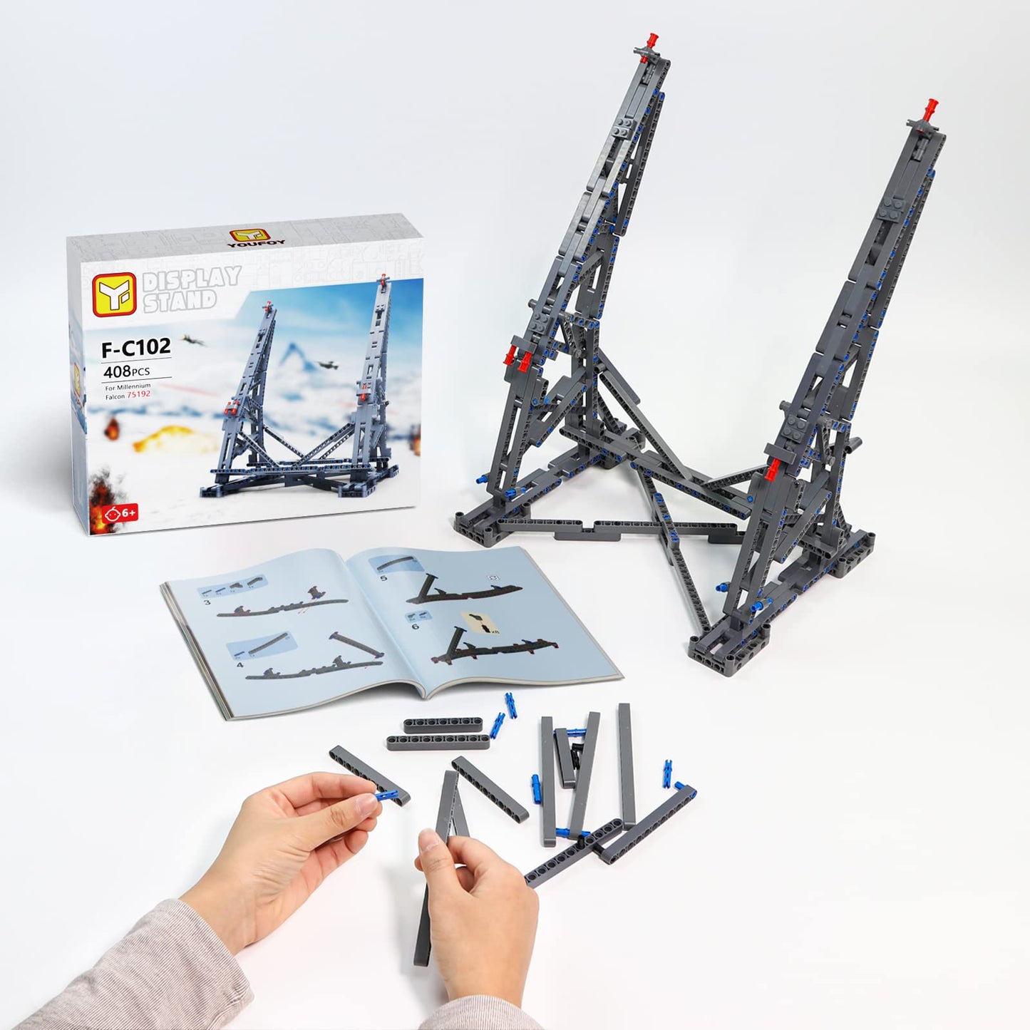 BuildingBoat Millennium Falcon Vertical Display Bracket for LEGO 75192 – Sturdy Stand & Gift