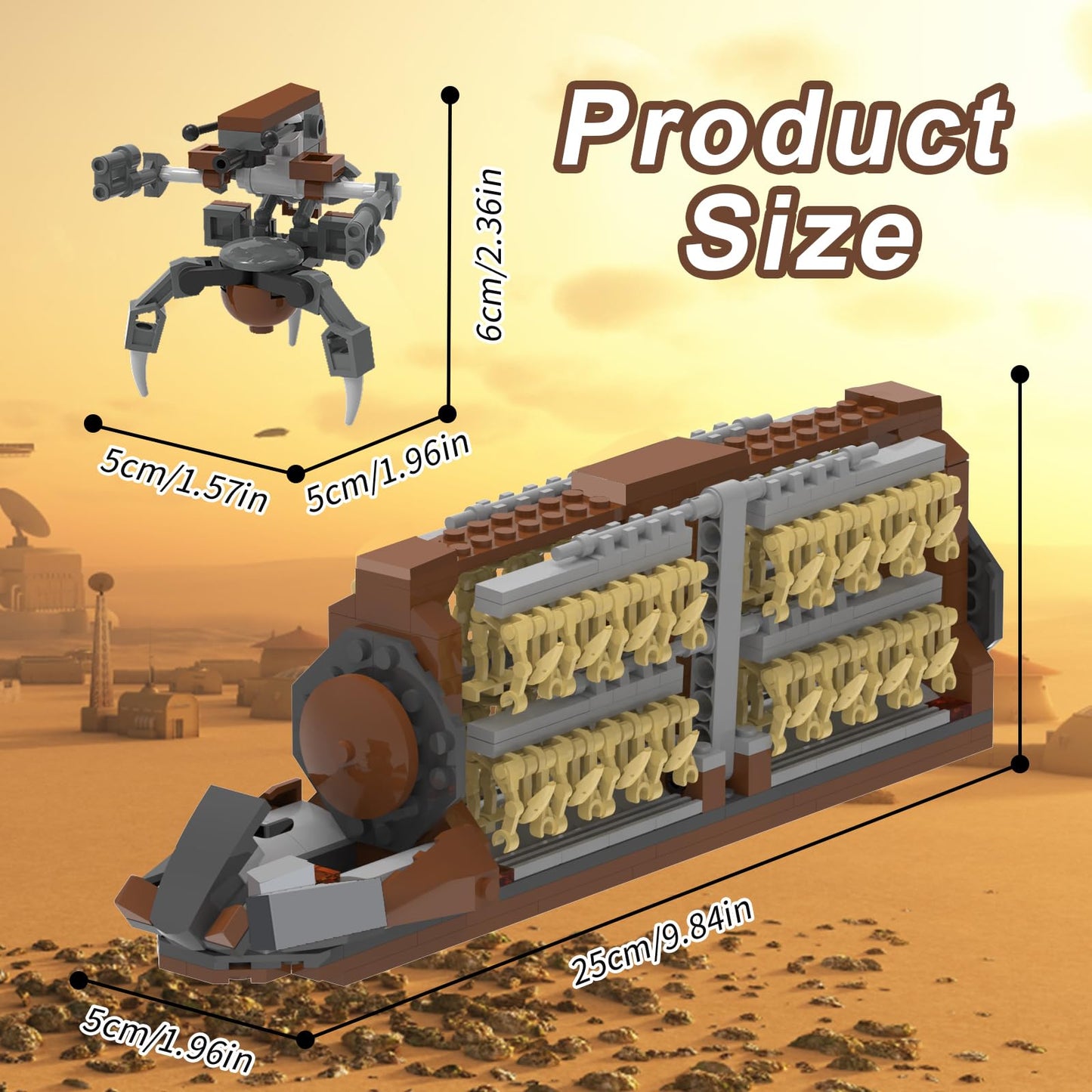 BuildingBoat Battle Army Clone Platoon Attack Craft – 32-Piece Kit + 2 Droidekas