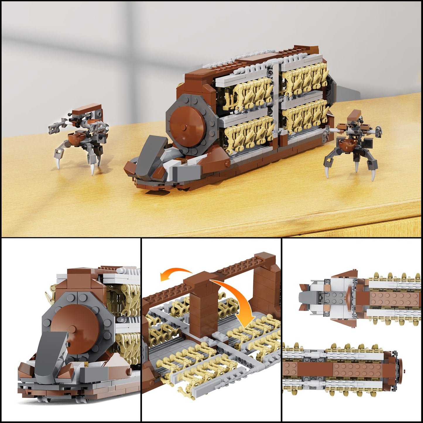 BuildingBoat Battle Army Clone Platoon Attack Craft – 32-Piece Kit + 2 Droidekas