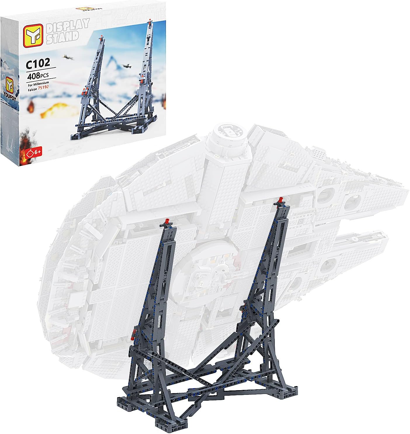 BuildingBoat Millennium Falcon Vertical Display Bracket for LEGO 75192 – Sturdy Stand & Gift