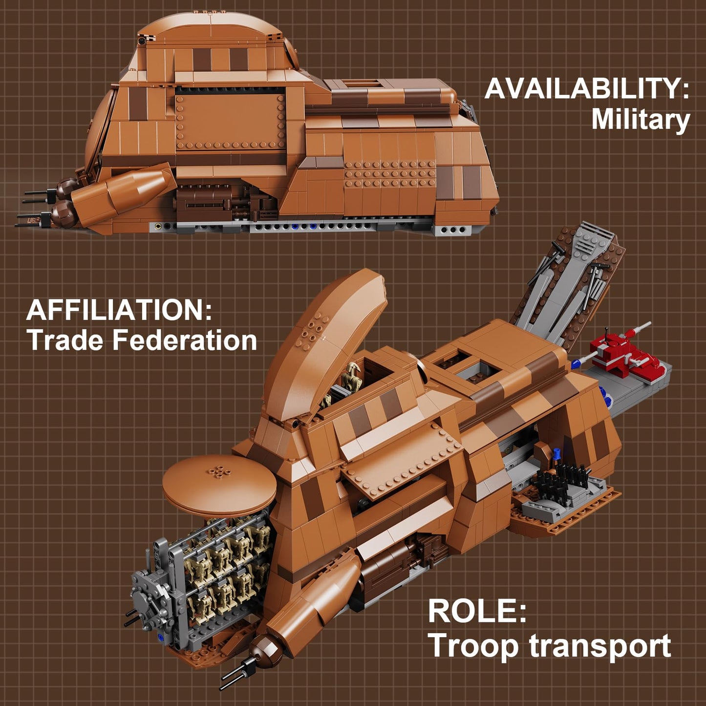 BuildingBoat Battle Trade Federation Droid Ship – 1286-Piece Multi Troop Transport Kit