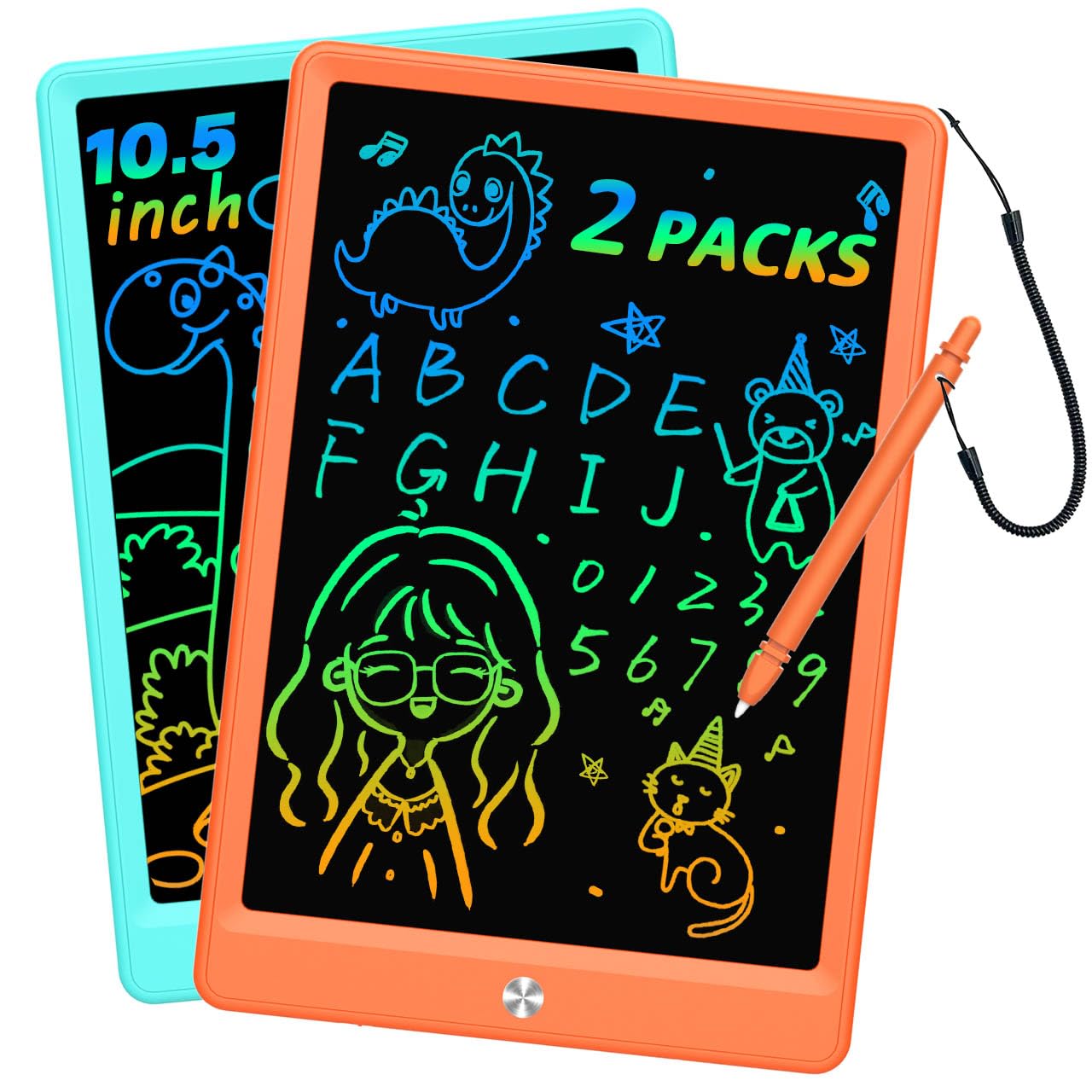 BUKEBU LCD Writing Tablet Doodle Board – 10.5-Inch Colorful Drawing Pad for Kids (Blue & Orange)