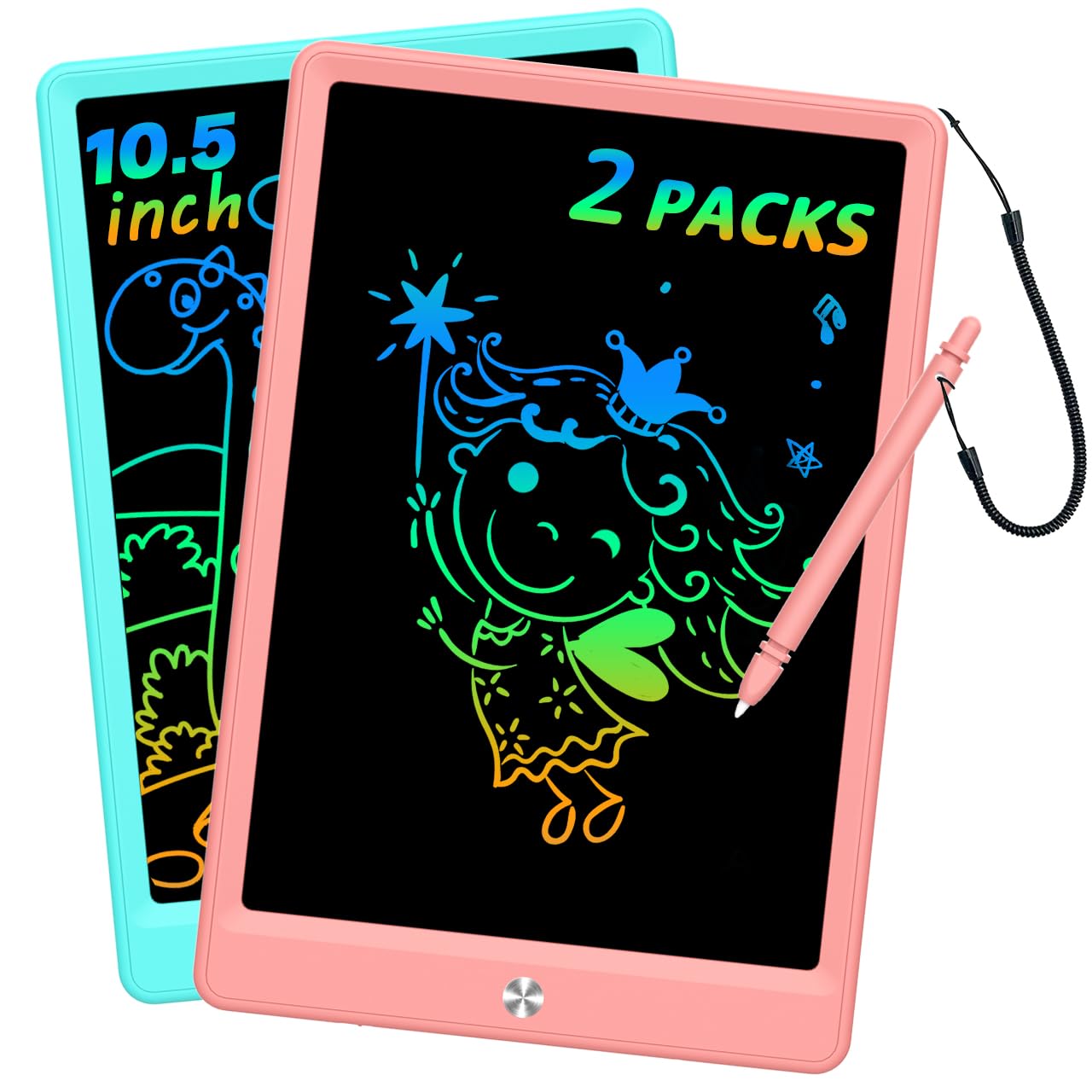 BUKEBU LCD Writing Tablet Doodle Board – 10.5-Inch Colorful Drawing Pad for Kids (Blue & Pink)
