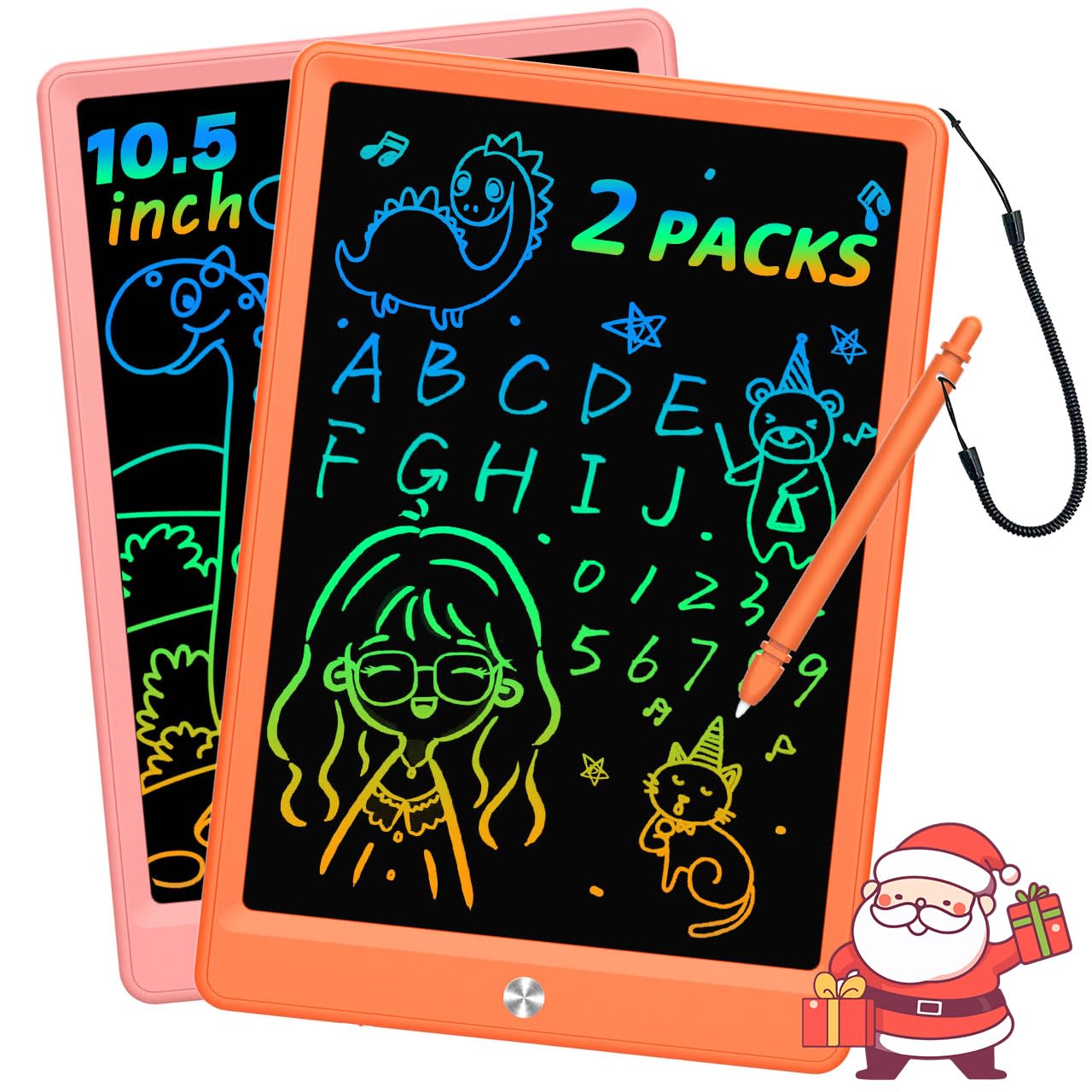 BUKEBU LCD Writing Tablet Doodle Board – 10.5 Inch Colorful Drawing Pad (Orange & Pink)