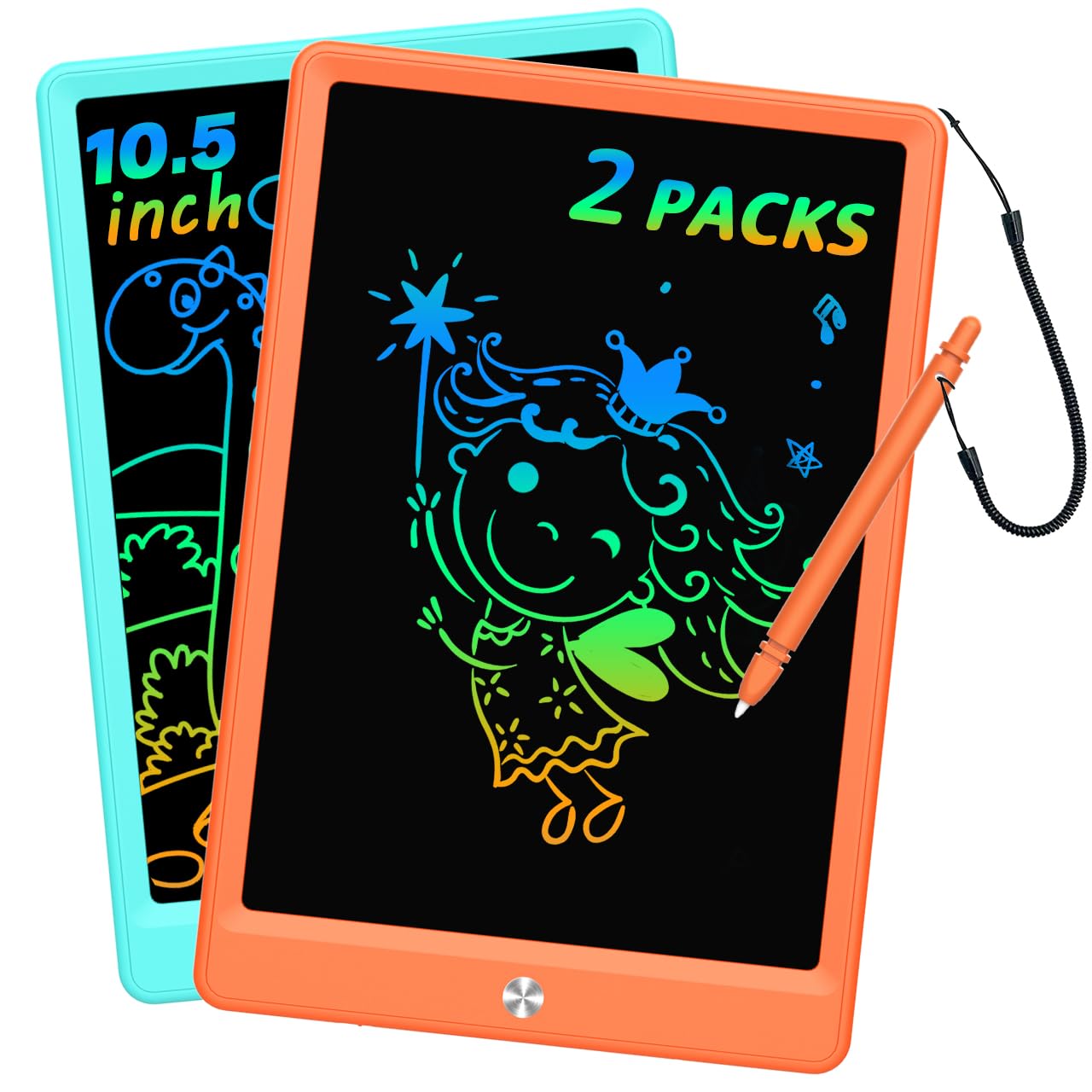 BUKEBU LCD Writing Tablet Doodle Board – 10.5-Inch Colorful Drawing Pad for Kids (Blue & Orange)
