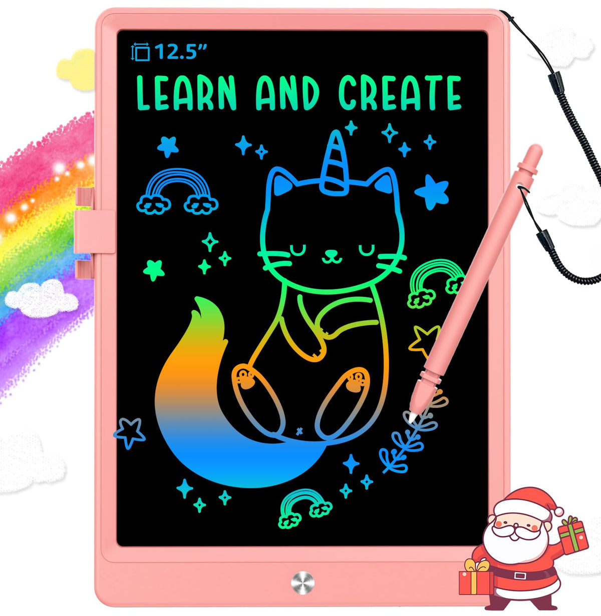 BUKEBU 12.5-inch LCD Writing Tablet – Colorful Doodle Pad for Kids (Pink)