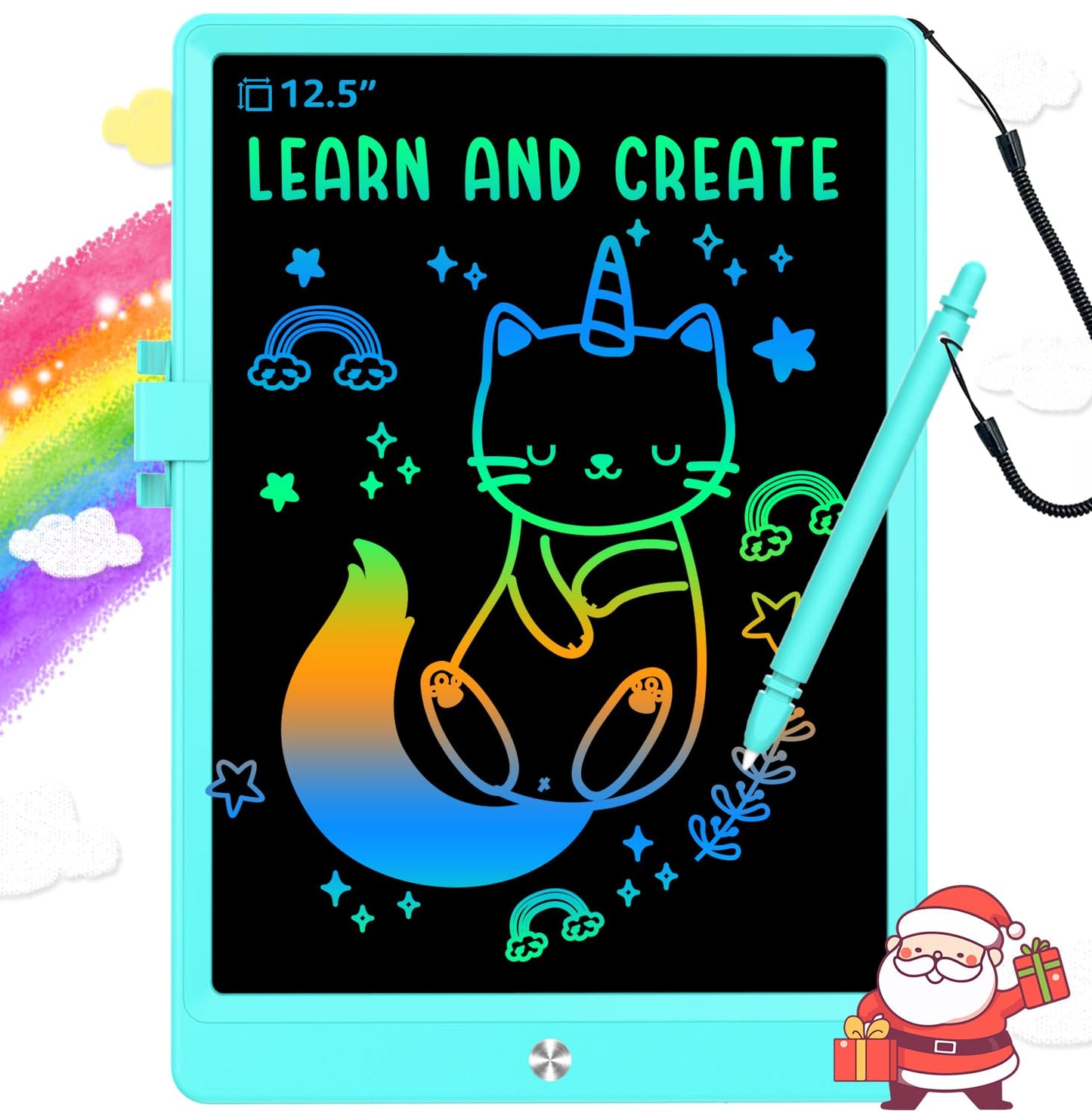 BUKEBU 12.5-inch LCD Writing Tablet – Colorful Doodle Board for Kids Ages 3-8 (Blue)