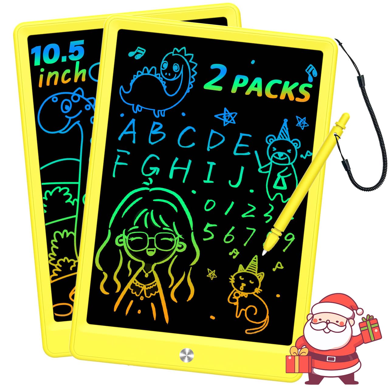 BUKEBU LCD Writing Tablet Doodle Board - 10.5 inch Colorful Drawing Pad for Kids, Portable Eye-Friendly Screen (Yellow)