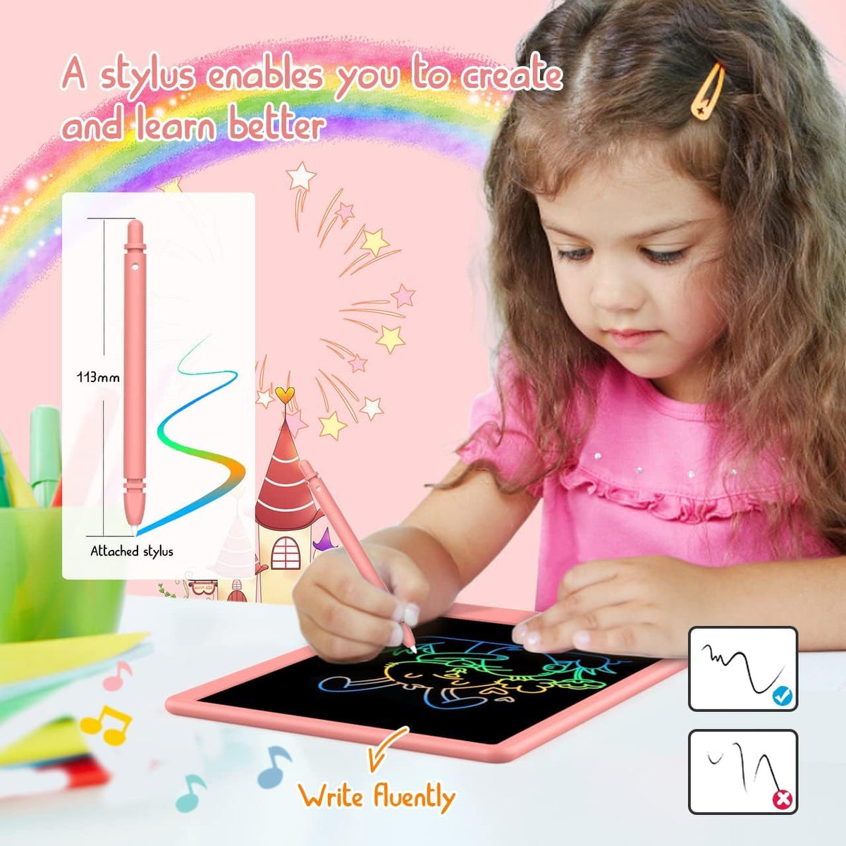 BUKEBU LCD Writing Tablet 10.5-inch Doodle Board | Colorful Drawing Pad for Kids