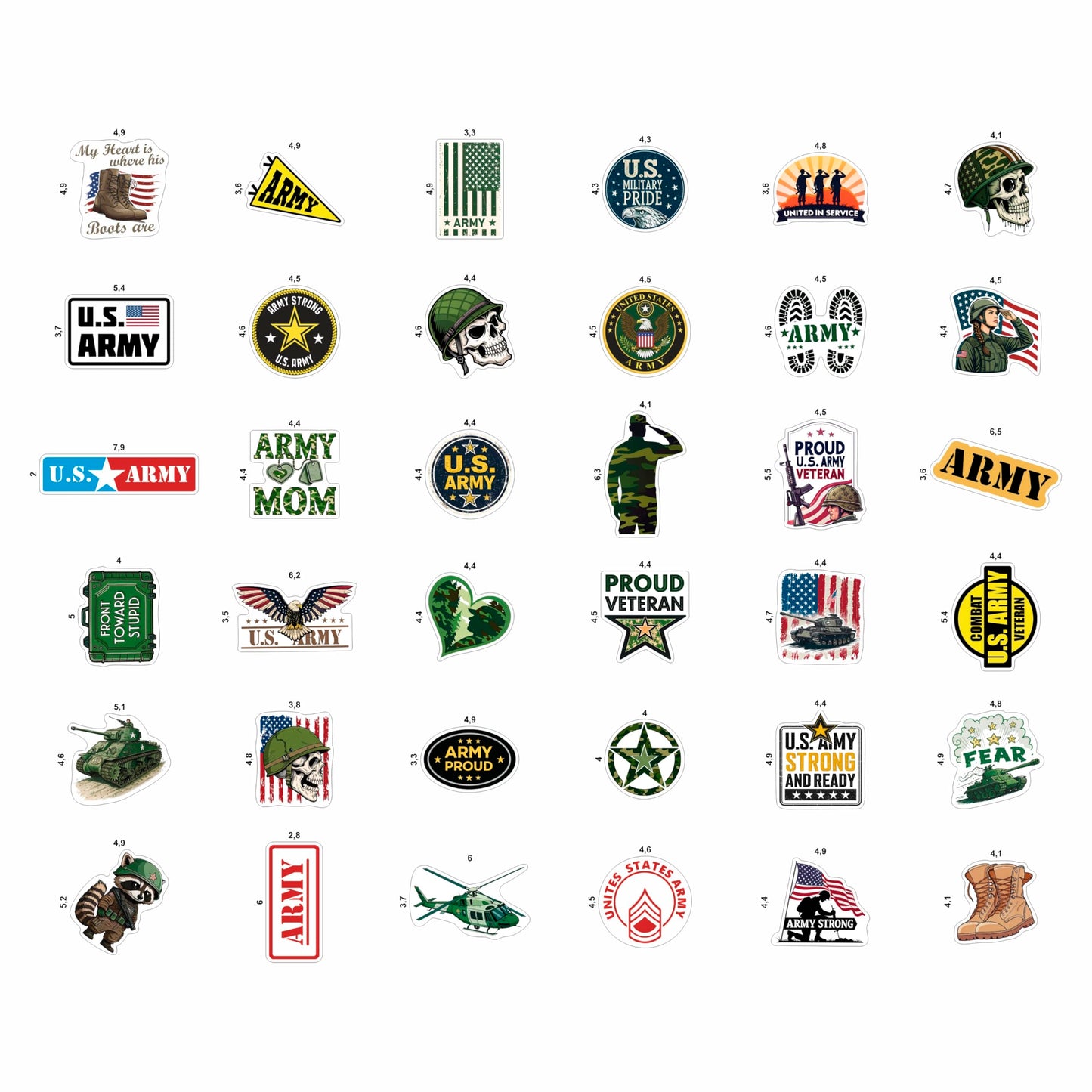 BulbaCraft 100Pcs Funny Army Stickers & Decals - Durable Military Laptop & Water Bottle Stickers | Gift for Women & Men