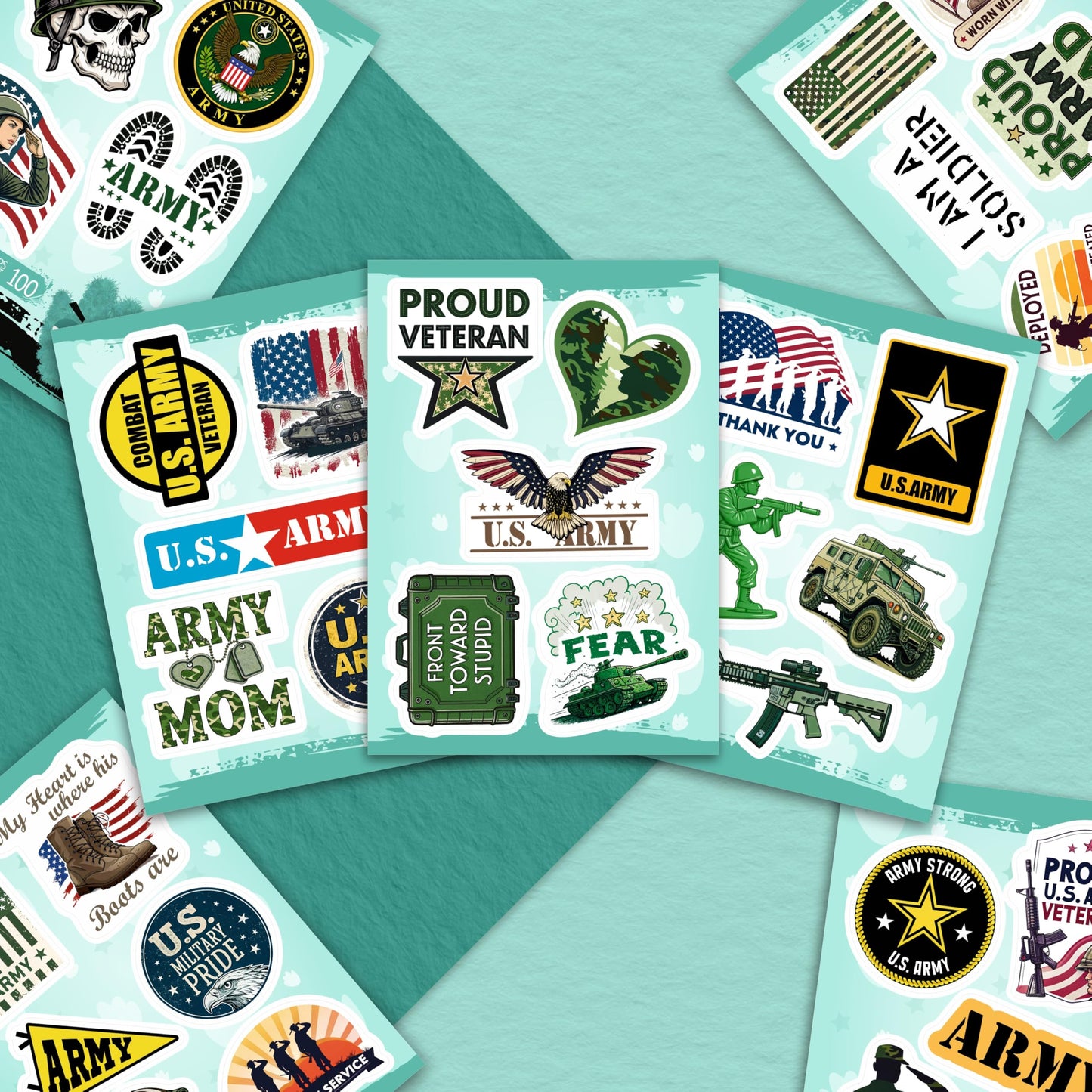 BulbaCraft 100Pcs Funny Army Stickers & Decals - Durable Military Laptop & Water Bottle Stickers | Gift for Women & Men