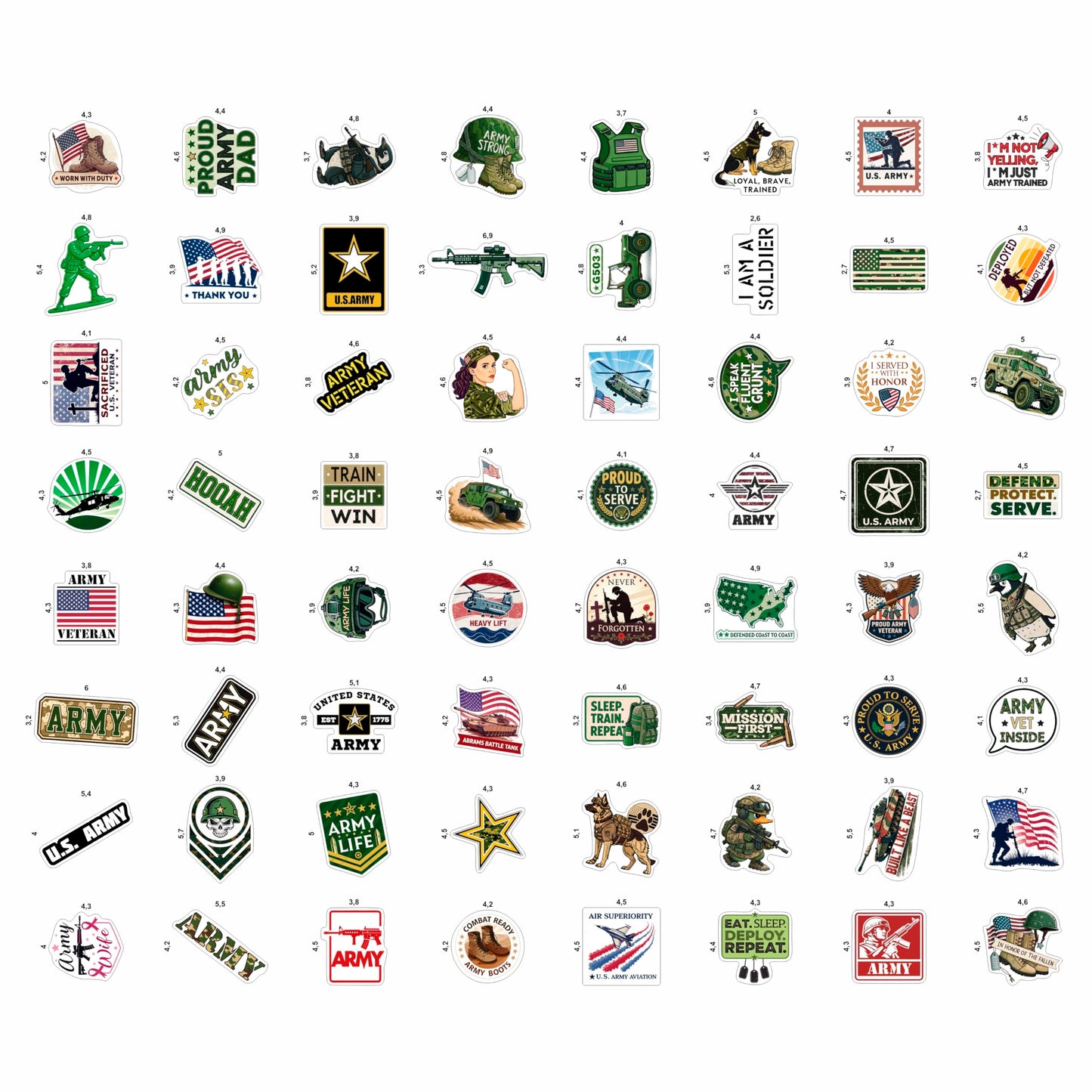 BulbaCraft 100Pcs Funny Army Stickers & Decals - Durable Military Laptop & Water Bottle Stickers | Gift for Women & Men