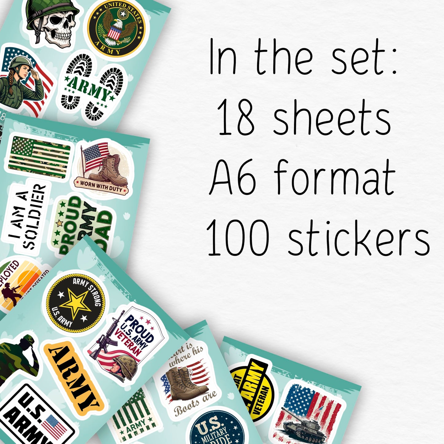BulbaCraft 100Pcs Funny Army Stickers & Decals - Durable Military Laptop & Water Bottle Stickers | Gift for Women & Men