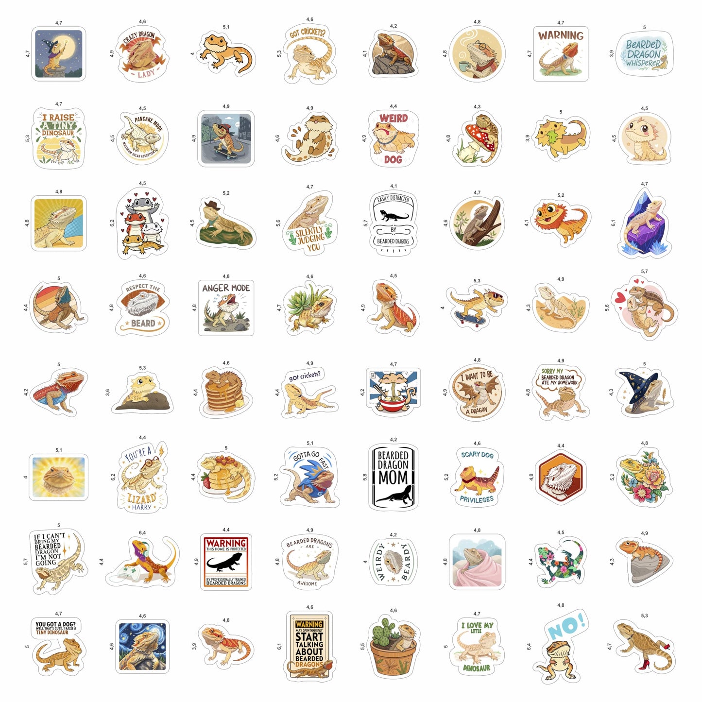 BulbaCraft 100Pcs Bearded Dragon Water Bottle Stickers – Waterproof Vinyl Decals