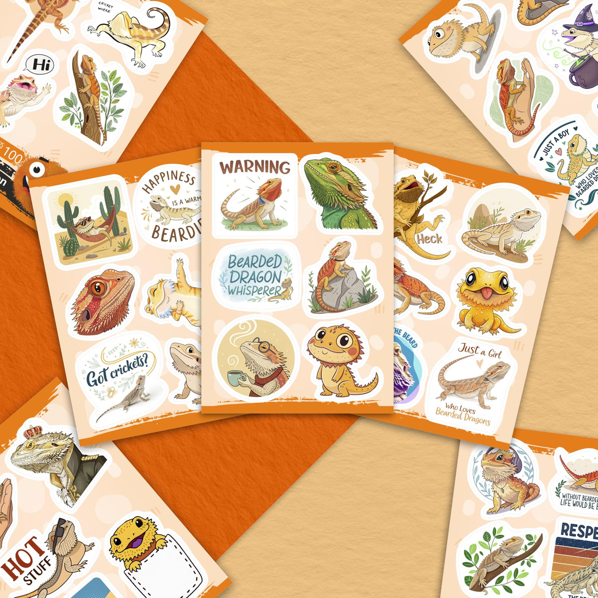 BulbaCraft 100Pcs Bearded Dragon Water Bottle Stickers – Waterproof Vinyl Decals