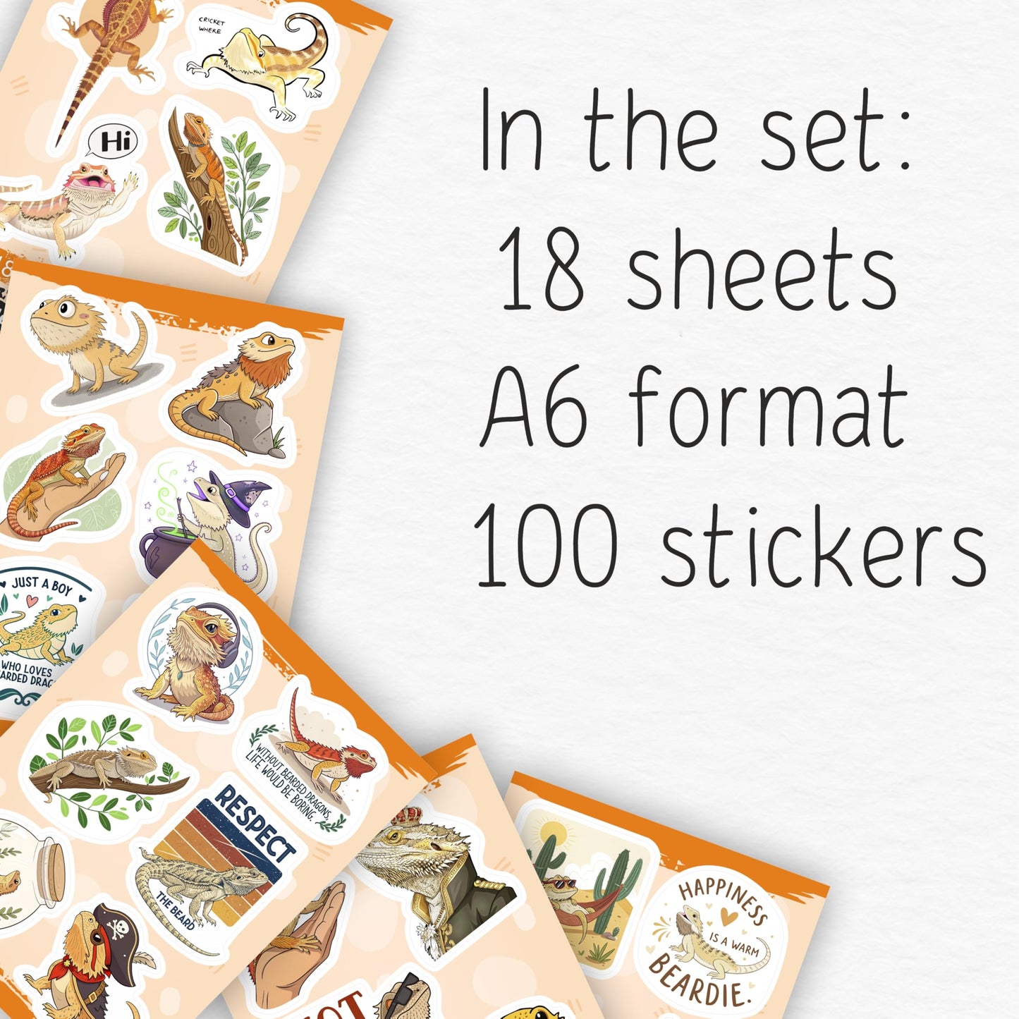 BulbaCraft 100Pcs Bearded Dragon Water Bottle Stickers – Waterproof Vinyl Decals