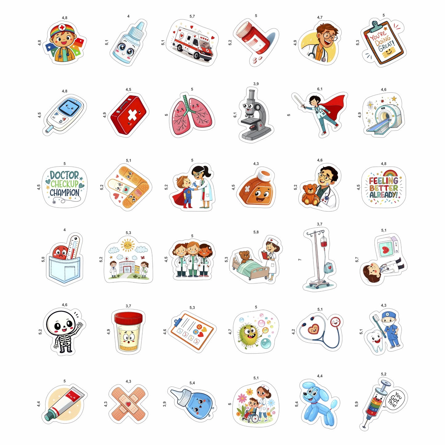 BulbaCraft 100Pcs Doctor Stickers – Medical Stickers & Party Decor, Gift for Women & Men