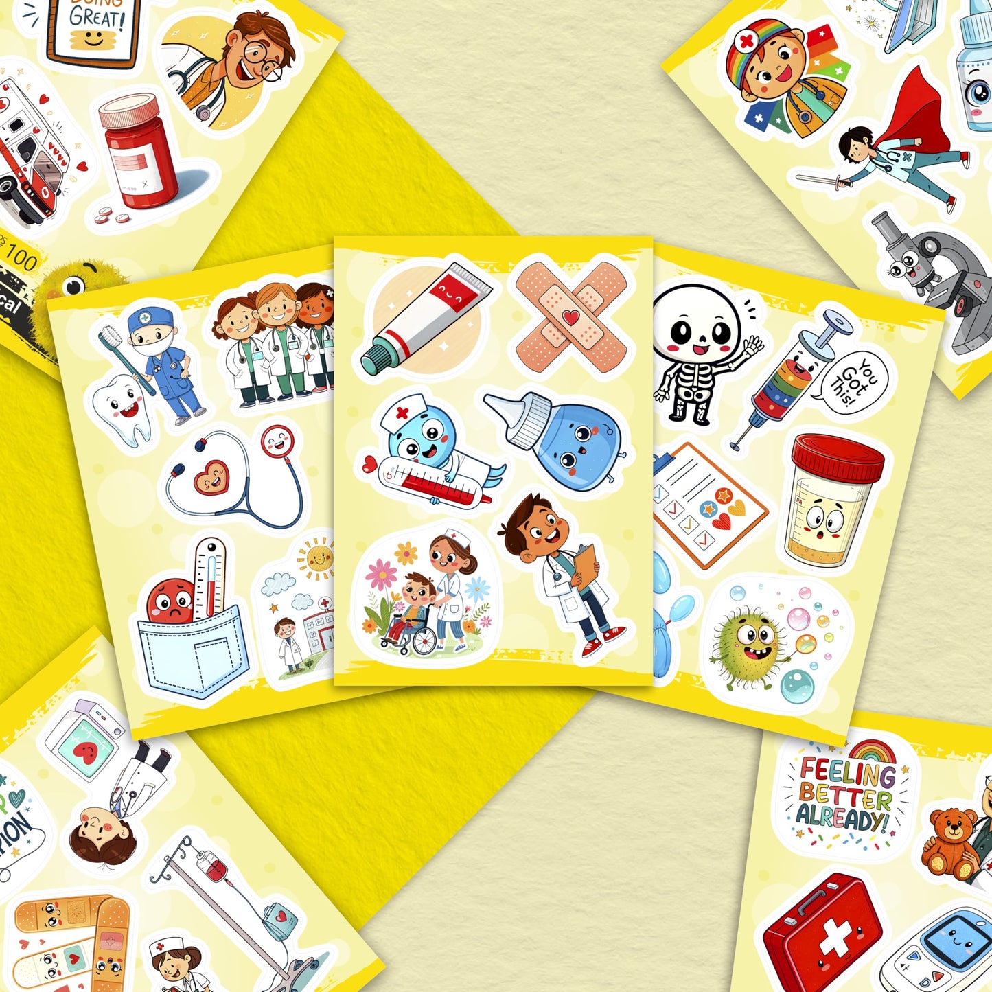 BulbaCraft 100Pcs Doctor Stickers – Medical Stickers & Party Decor, Gift for Women & Men