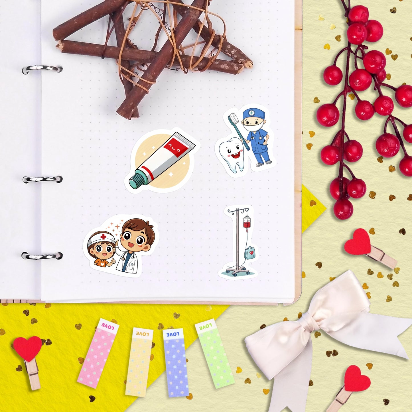 BulbaCraft 100Pcs Doctor Stickers – Medical Stickers & Party Decor, Gift for Women & Men