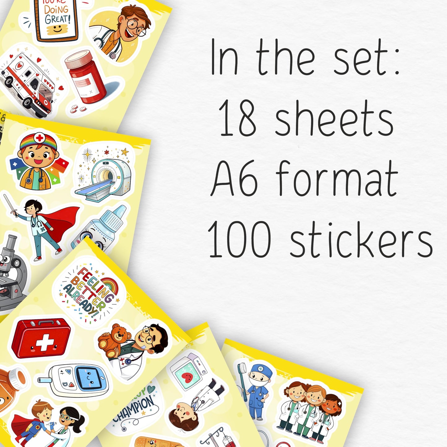 BulbaCraft 100Pcs Doctor Stickers – Medical Stickers & Party Decor, Gift for Women & Men