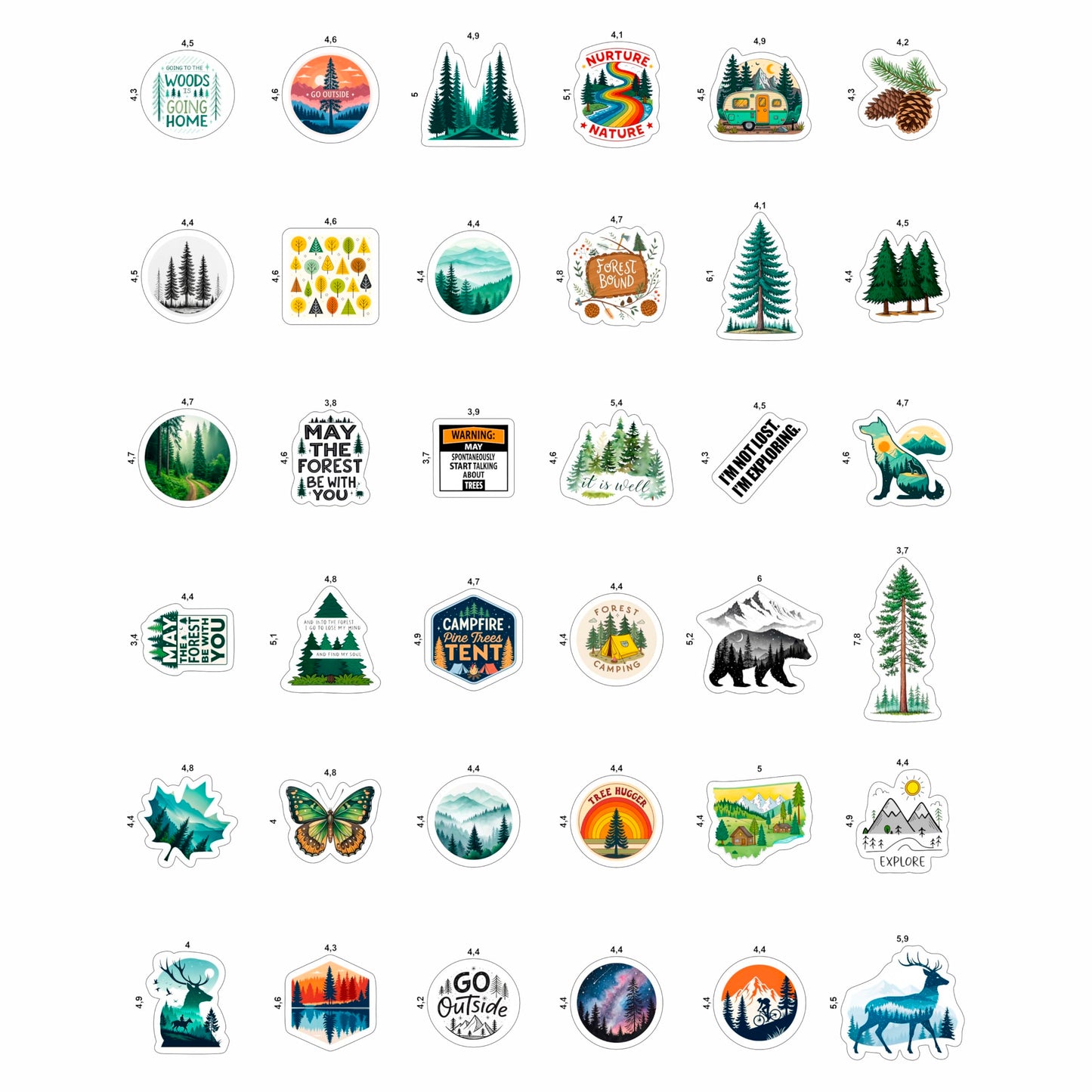 BulbaCraft Forest Stickers – 100Pcs Water Bottle & Woodland Decor Set
