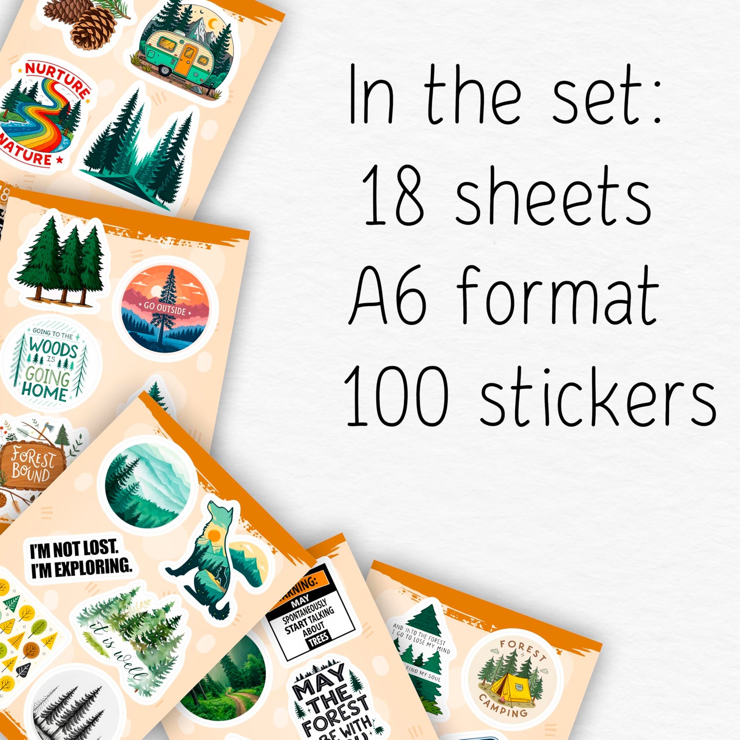 BulbaCraft Forest Stickers – 100Pcs Water Bottle & Woodland Decor Set