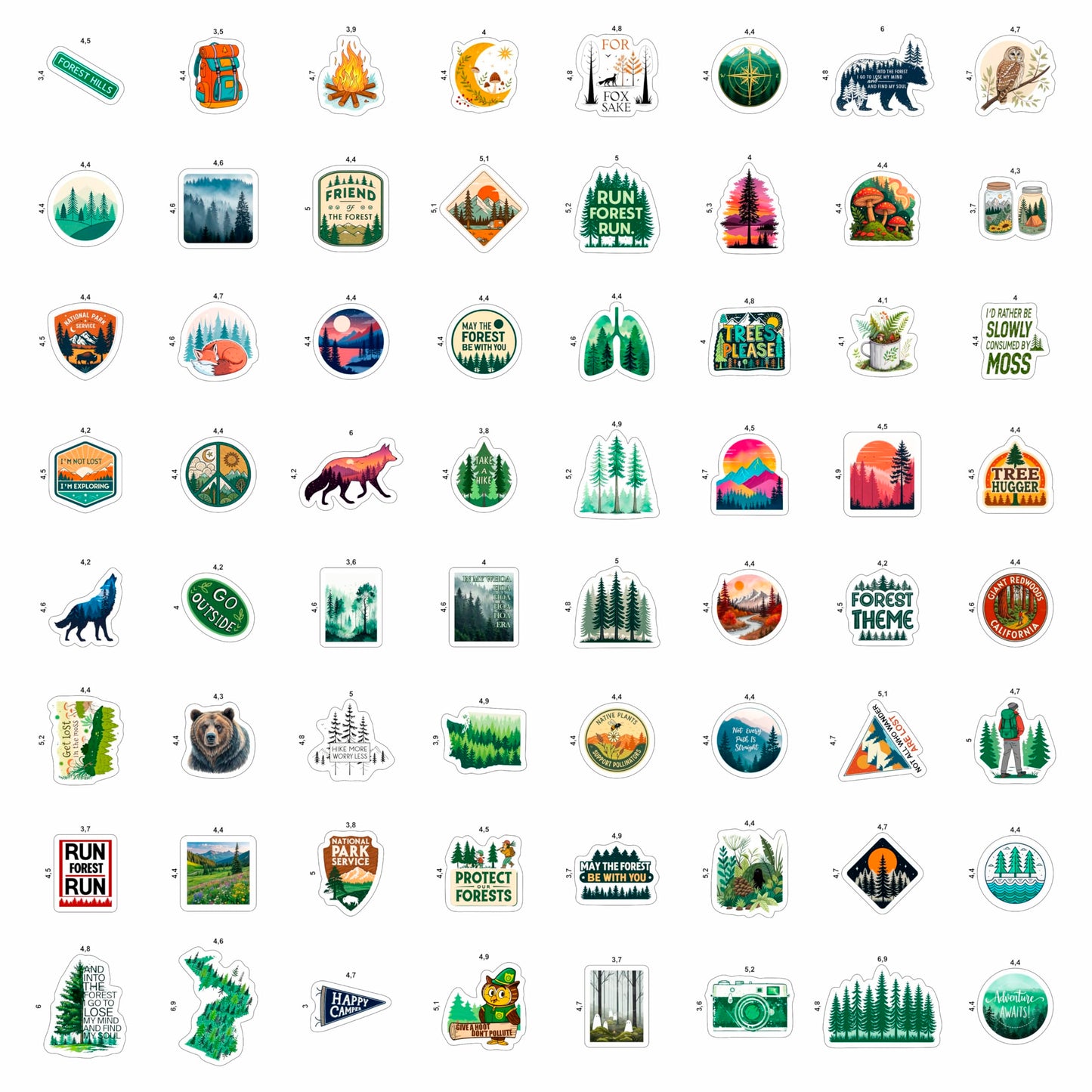 BulbaCraft Forest Stickers – 100Pcs Water Bottle & Woodland Decor Set