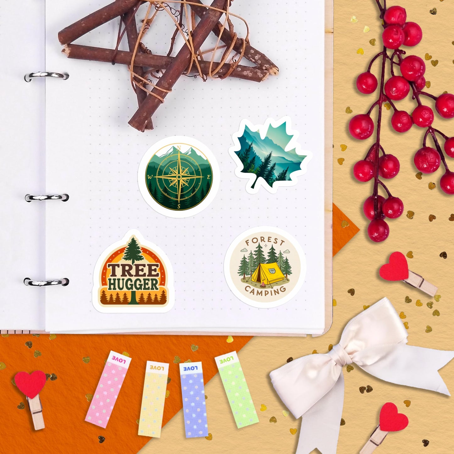 BulbaCraft Forest Stickers – 100Pcs Water Bottle & Woodland Decor Set