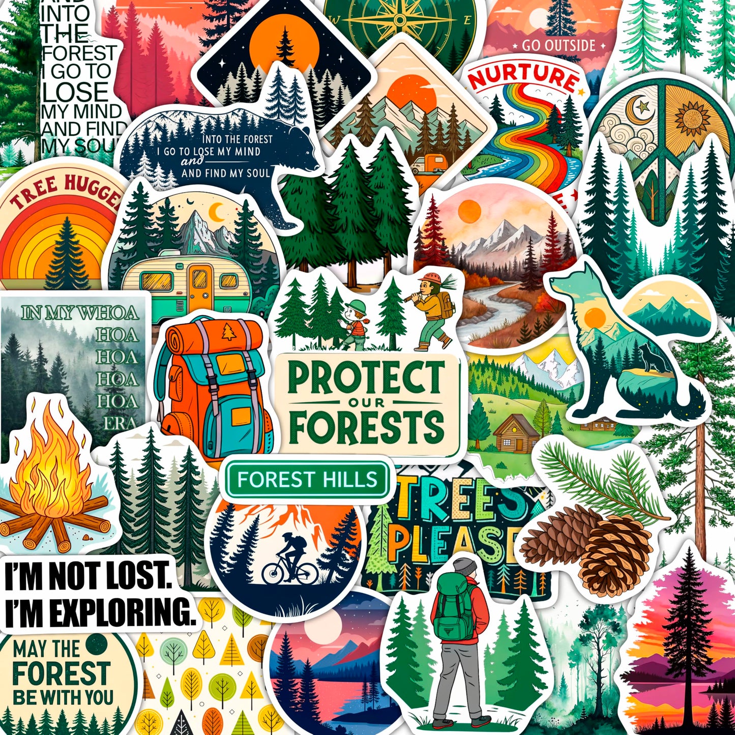 BulbaCraft Forest Stickers – 100Pcs Water Bottle & Woodland Decor Set