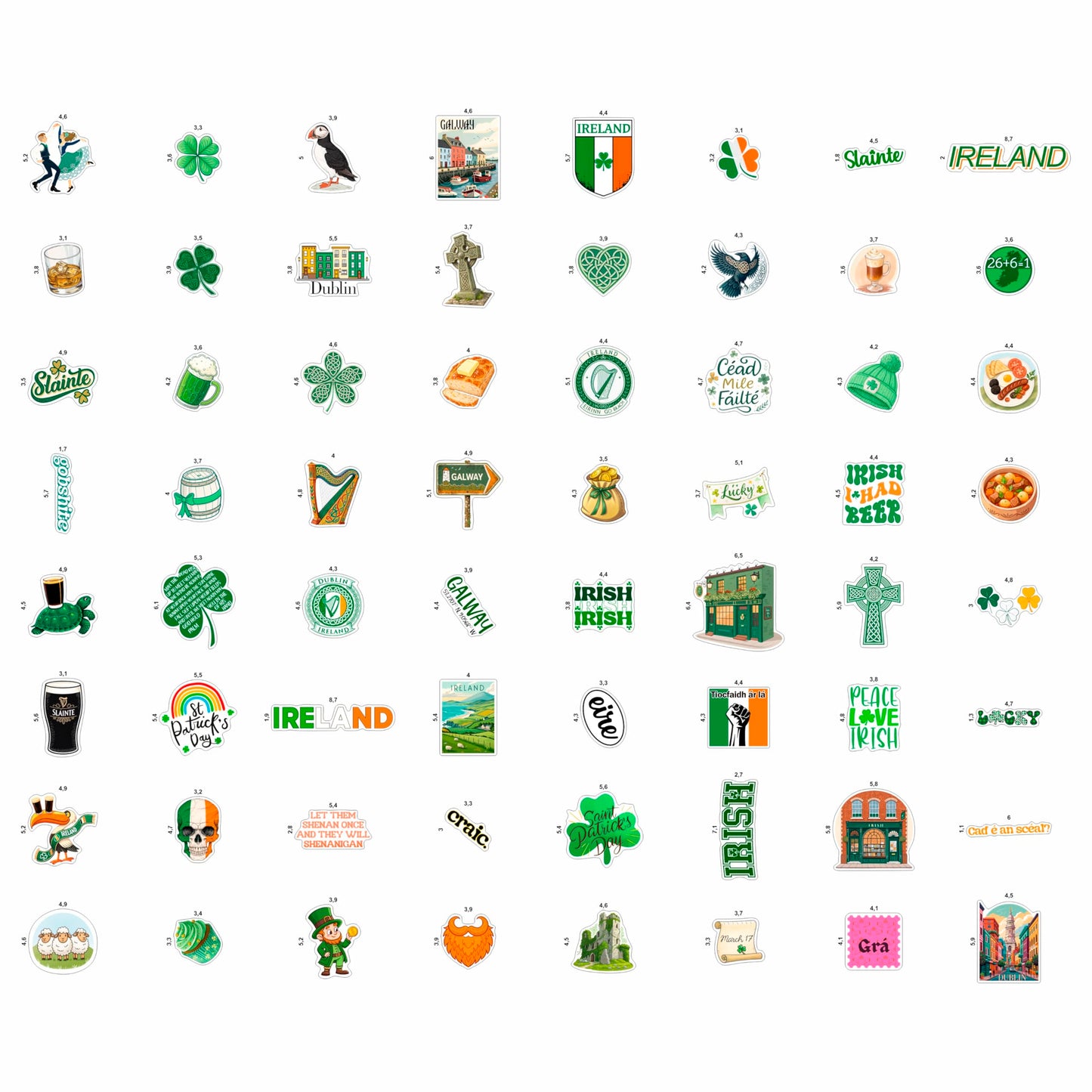 BulbaCraft 100Pcs Ireland Stickers – Irish Decals for Water Bottles, Luggage & Scrapbooking
