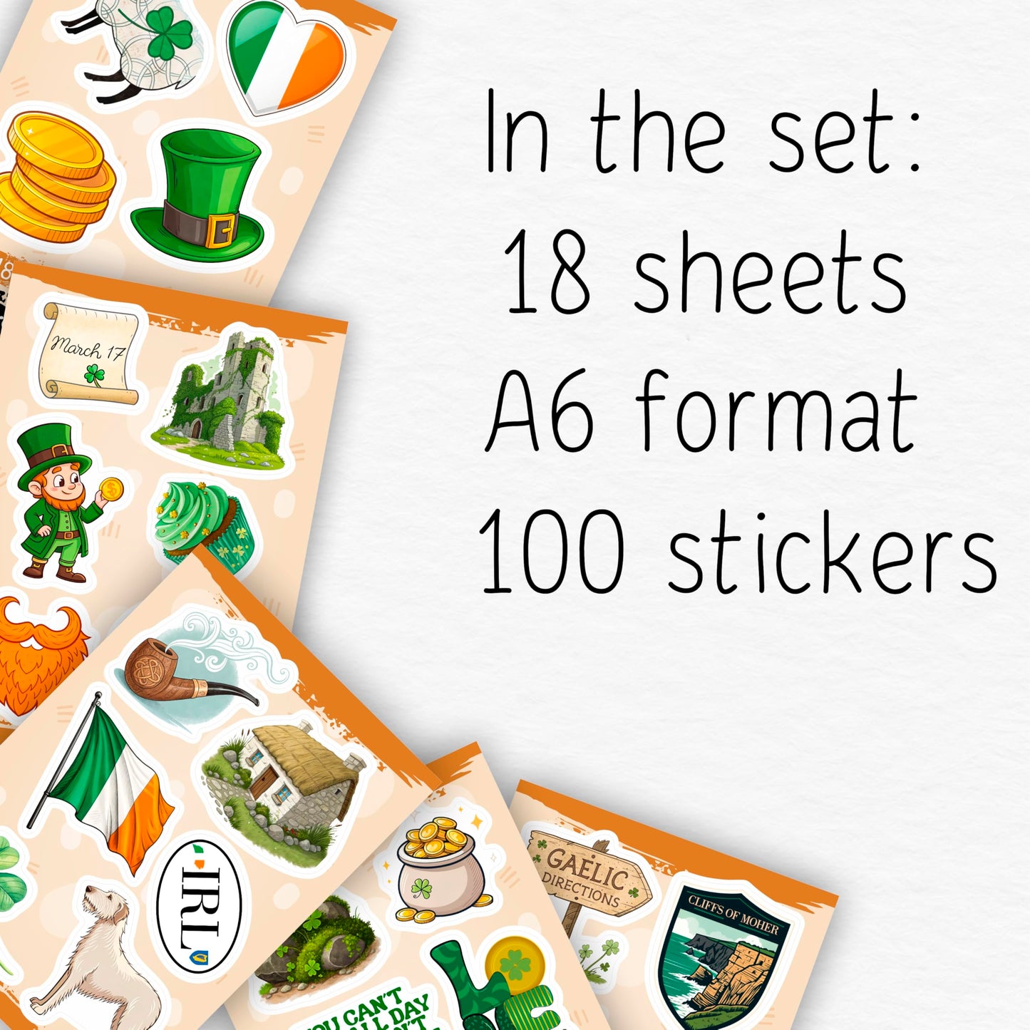 BulbaCraft 100Pcs Ireland Stickers – Irish Decals for Water Bottles, Luggage & Scrapbooking