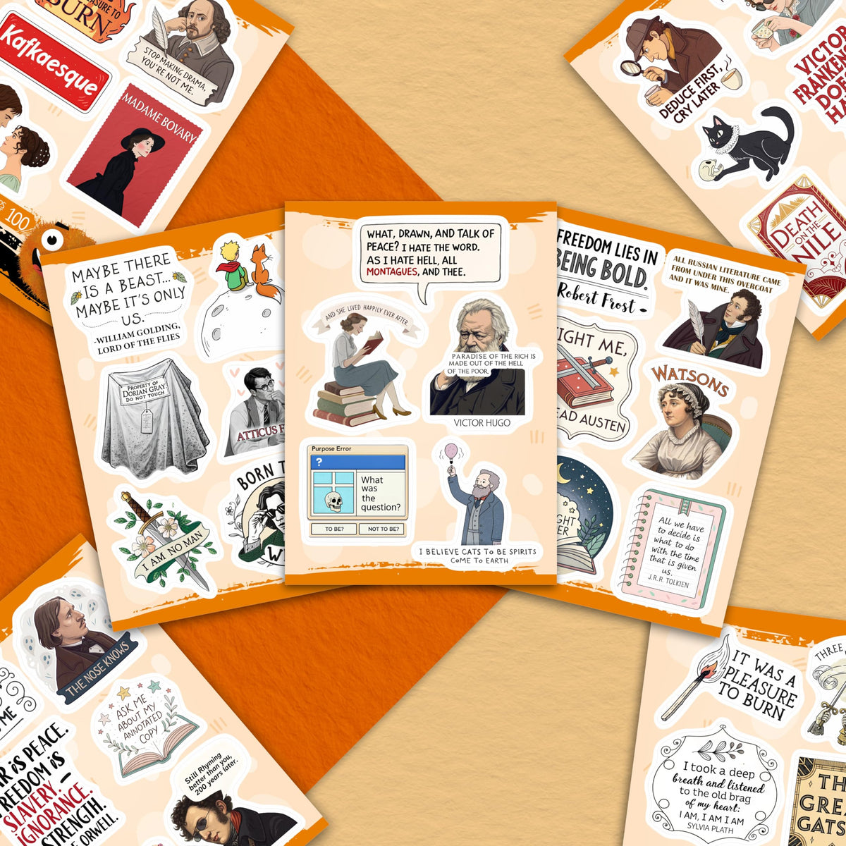 BulbaCraft 100Pcs Literature Stickers Bulk – Laptop, Water Bottle & More
