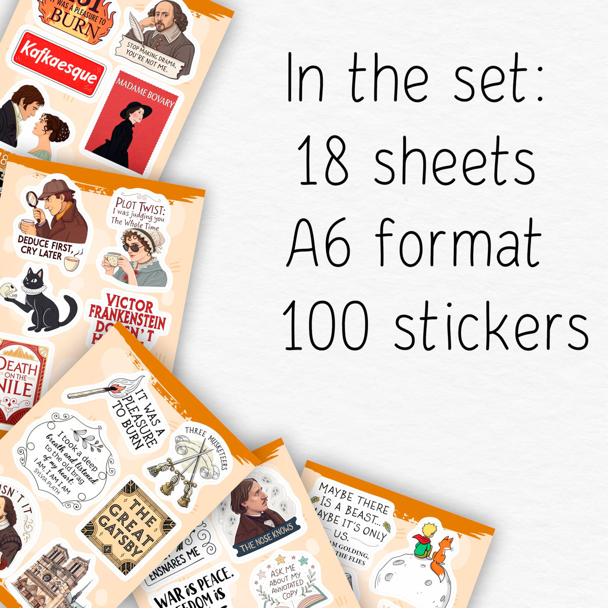 BulbaCraft 100Pcs Literature Stickers Bulk – Laptop, Water Bottle & More