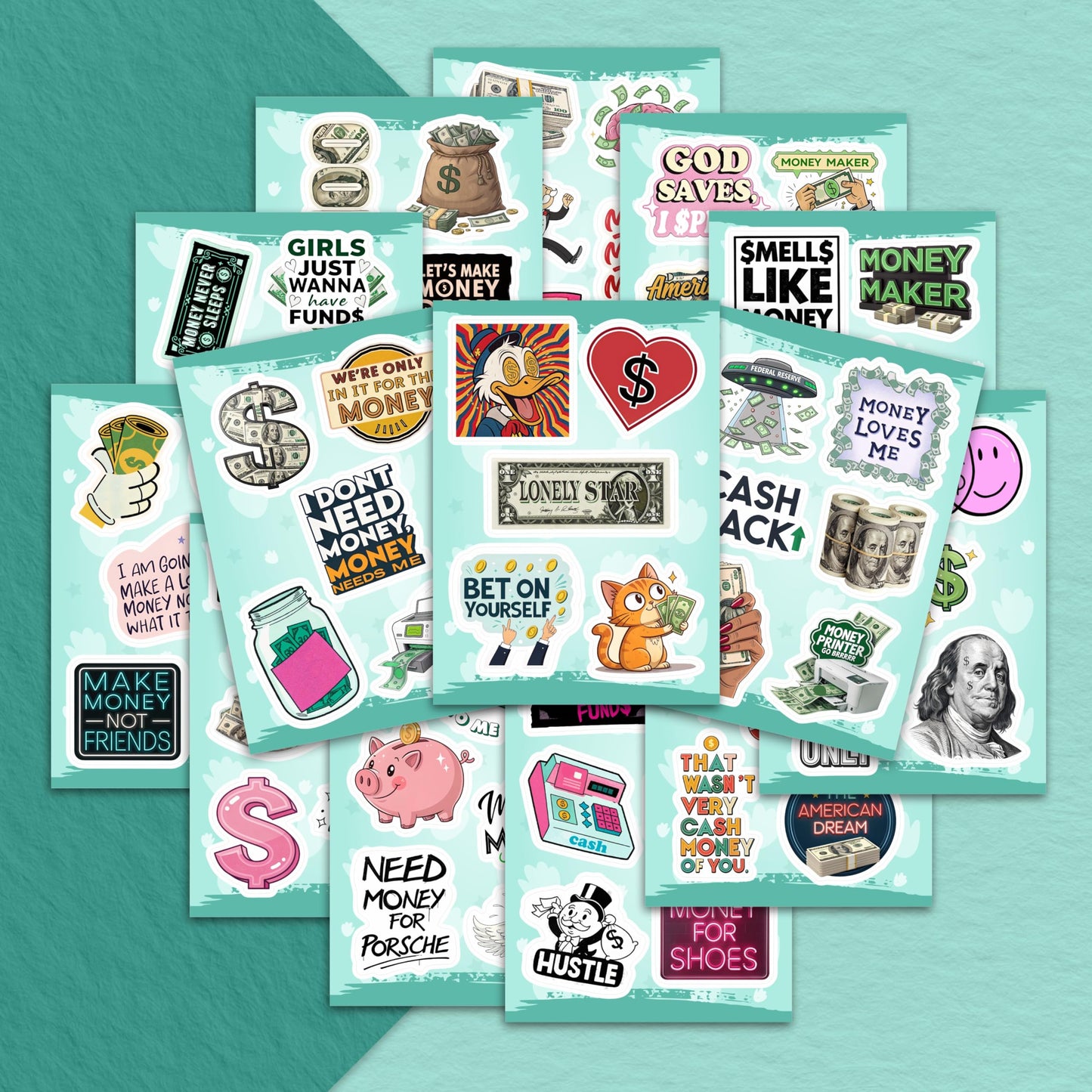 BulbaCraft 100 Pcs Money Stickers for Planner & Water Bottle