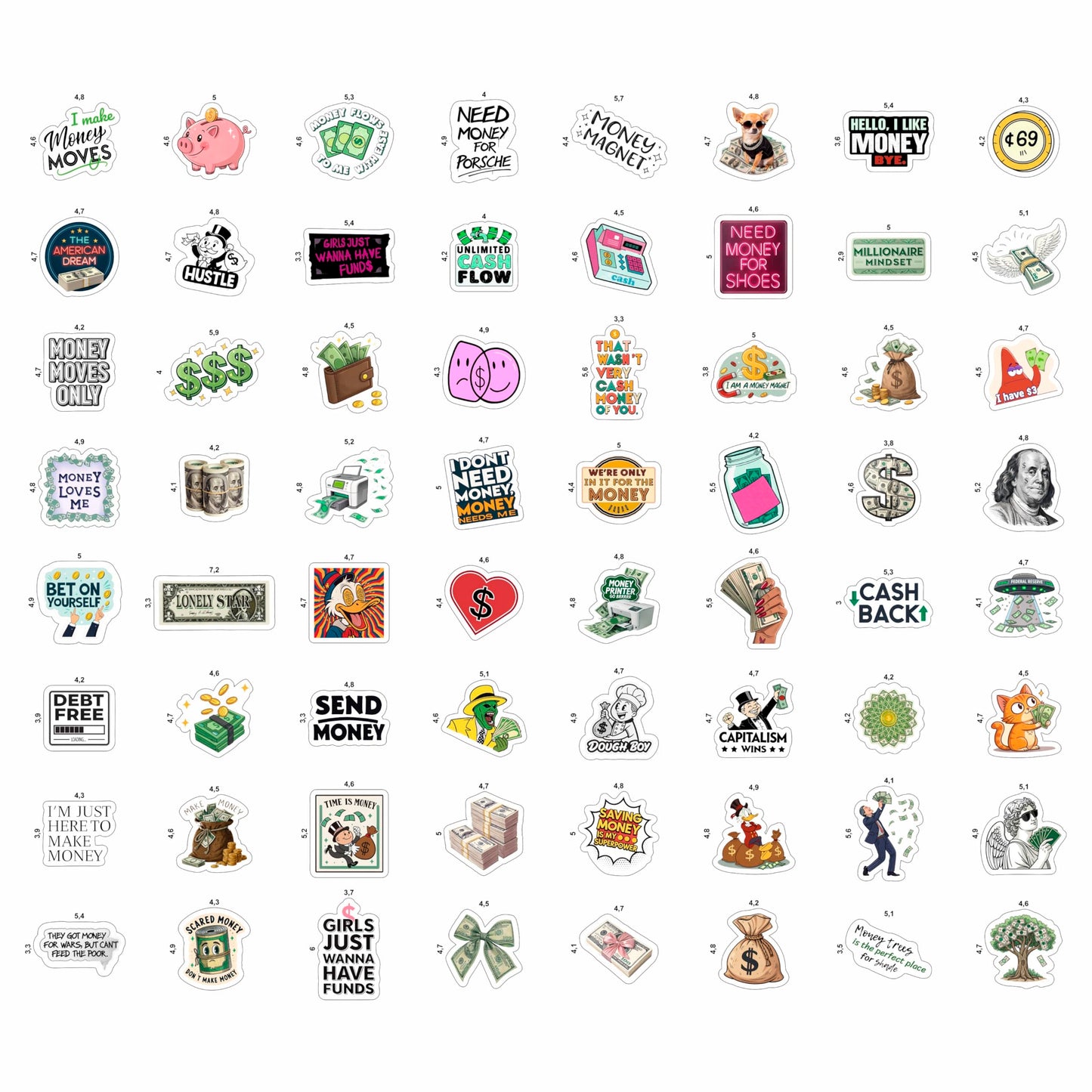 BulbaCraft 100 Pcs Money Stickers for Planner & Water Bottle