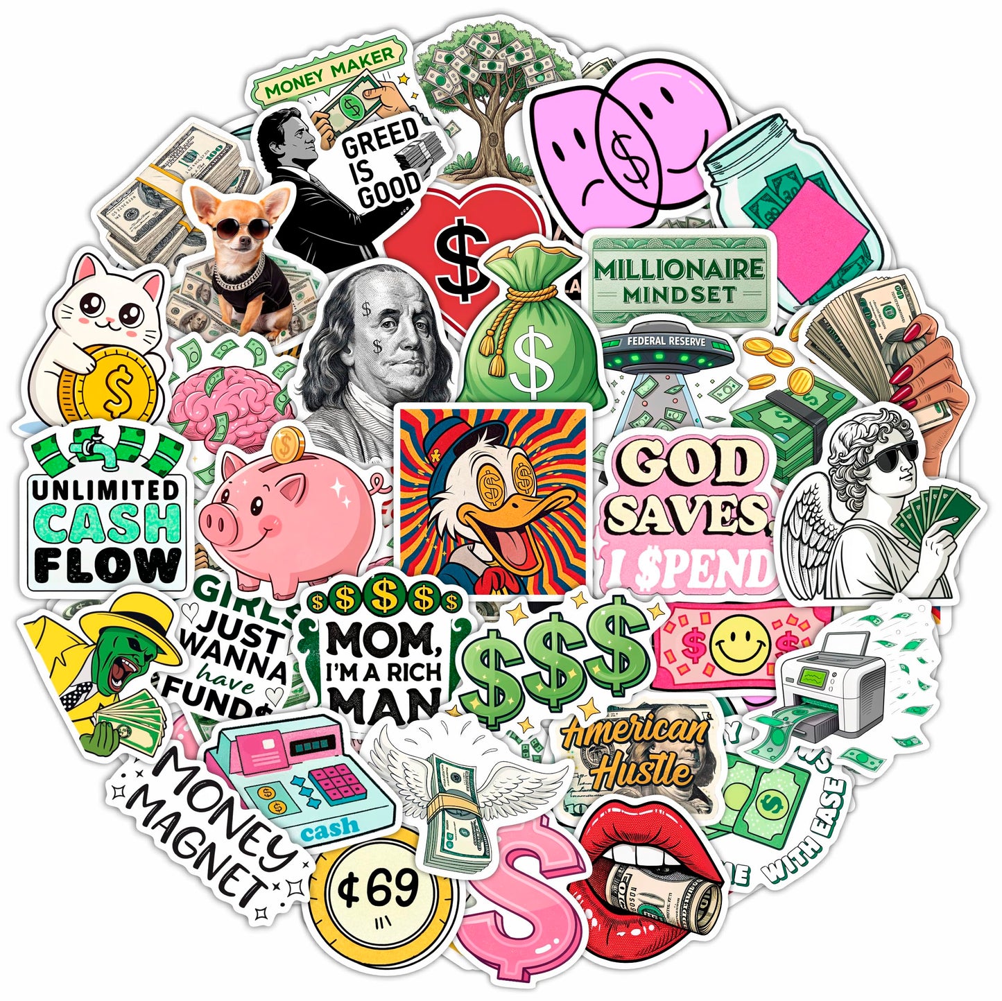 BulbaCraft 100 Pcs Money Stickers for Planner & Water Bottle