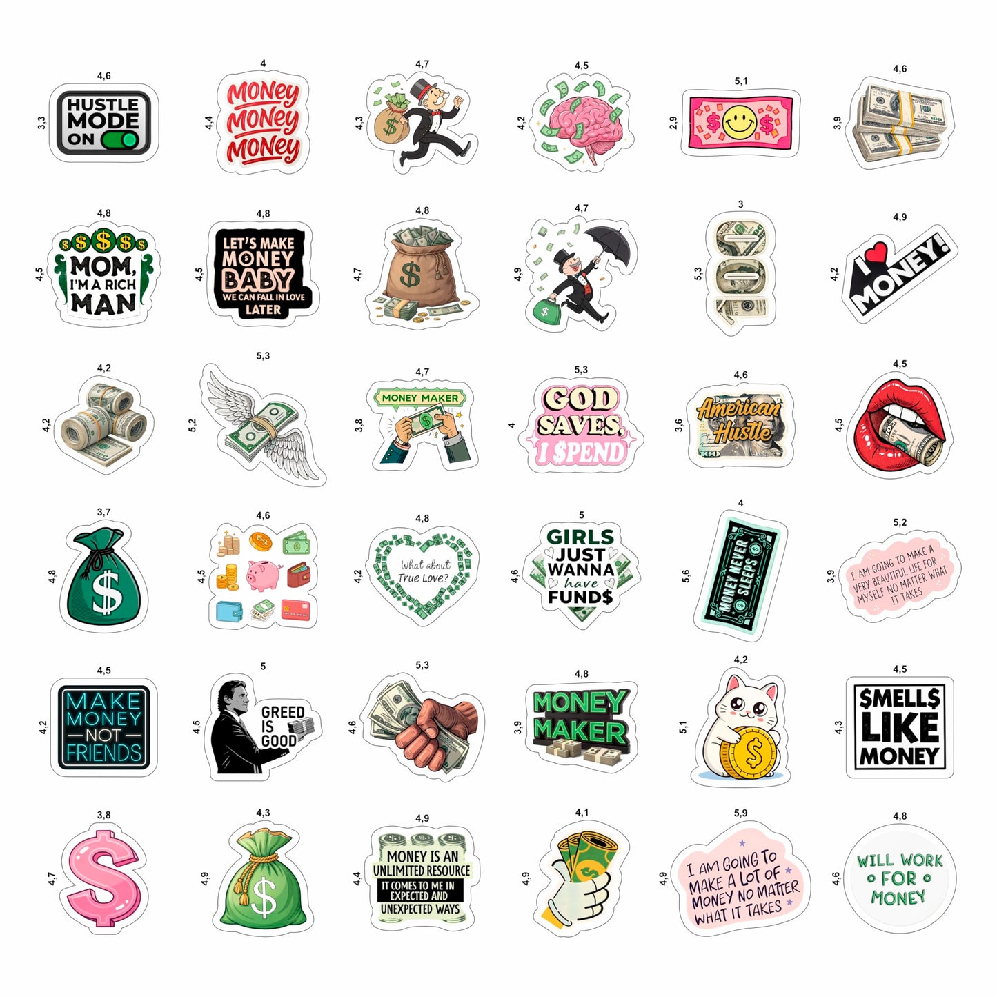 BulbaCraft 100 Pcs Money Stickers for Planner & Water Bottle