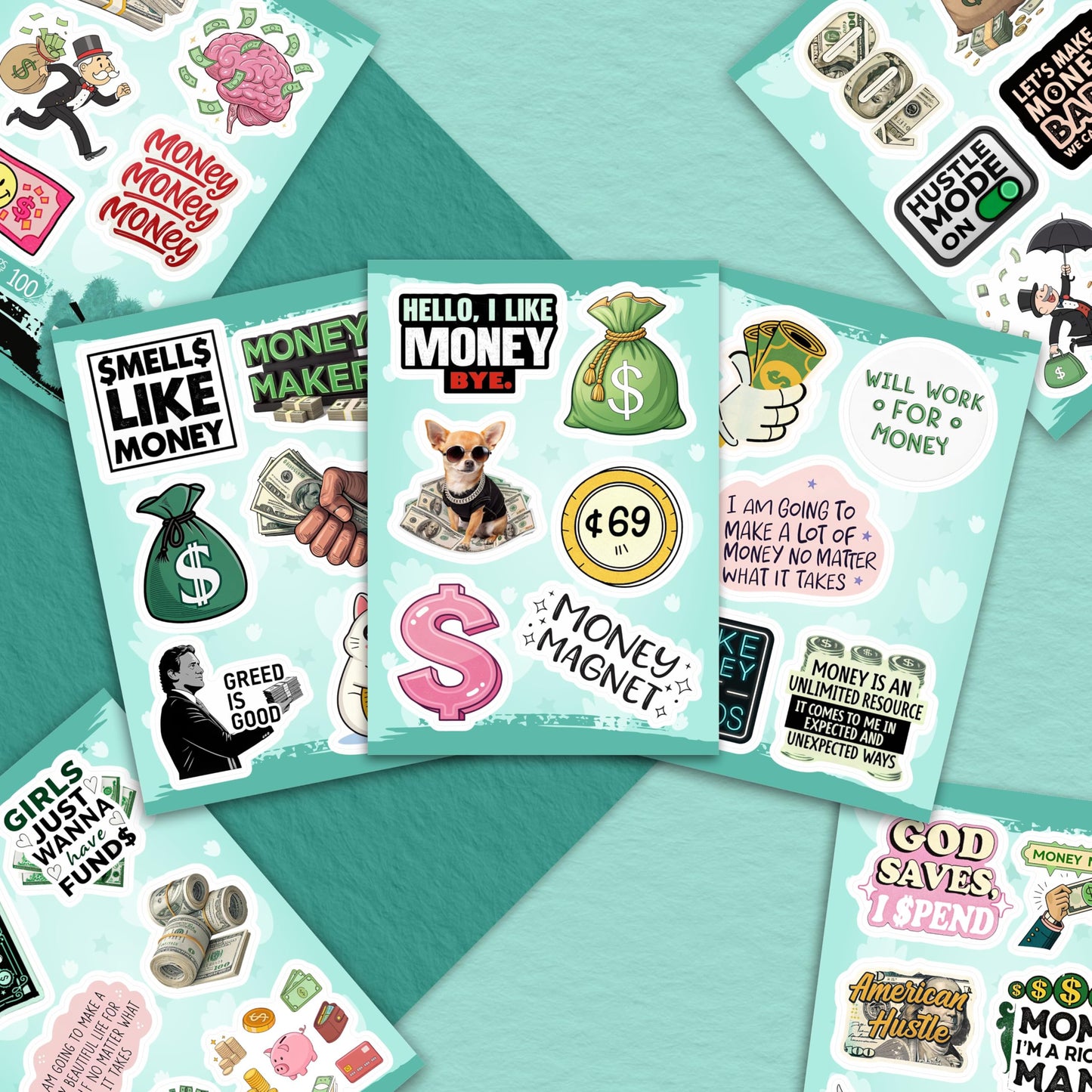 BulbaCraft 100 Pcs Money Stickers for Planner & Water Bottle