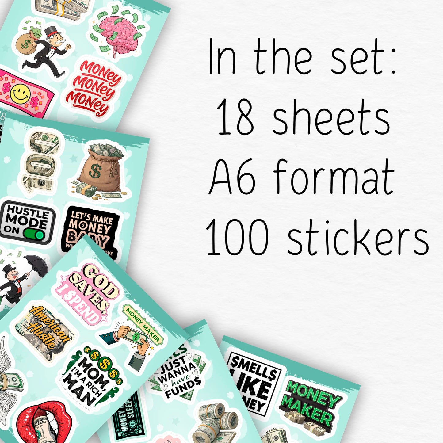 BulbaCraft 100 Pcs Money Stickers for Planner & Water Bottle