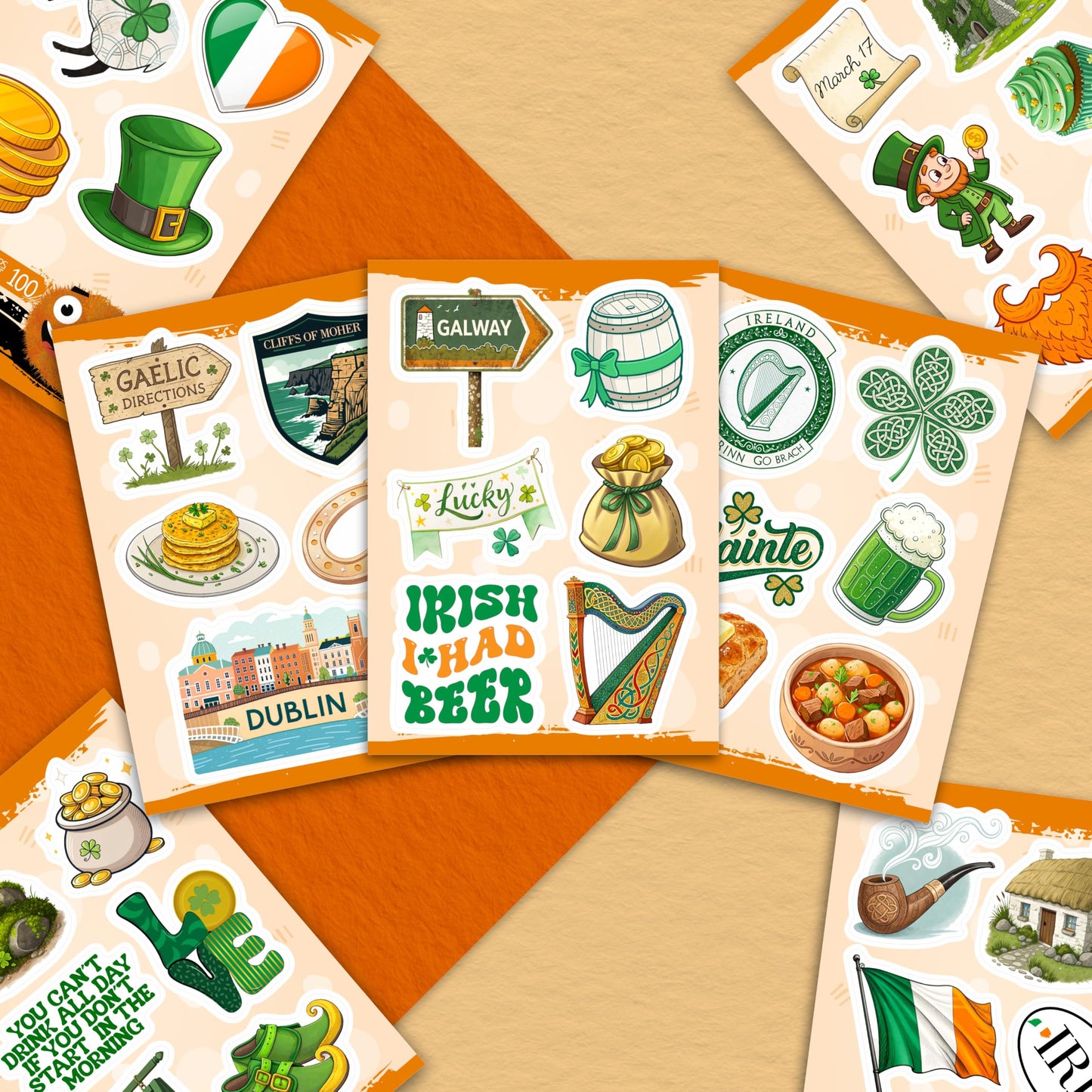 BulbaCraft 100Pcs Ireland Stickers – Irish Decals for Water Bottles, Luggage & Scrapbooking