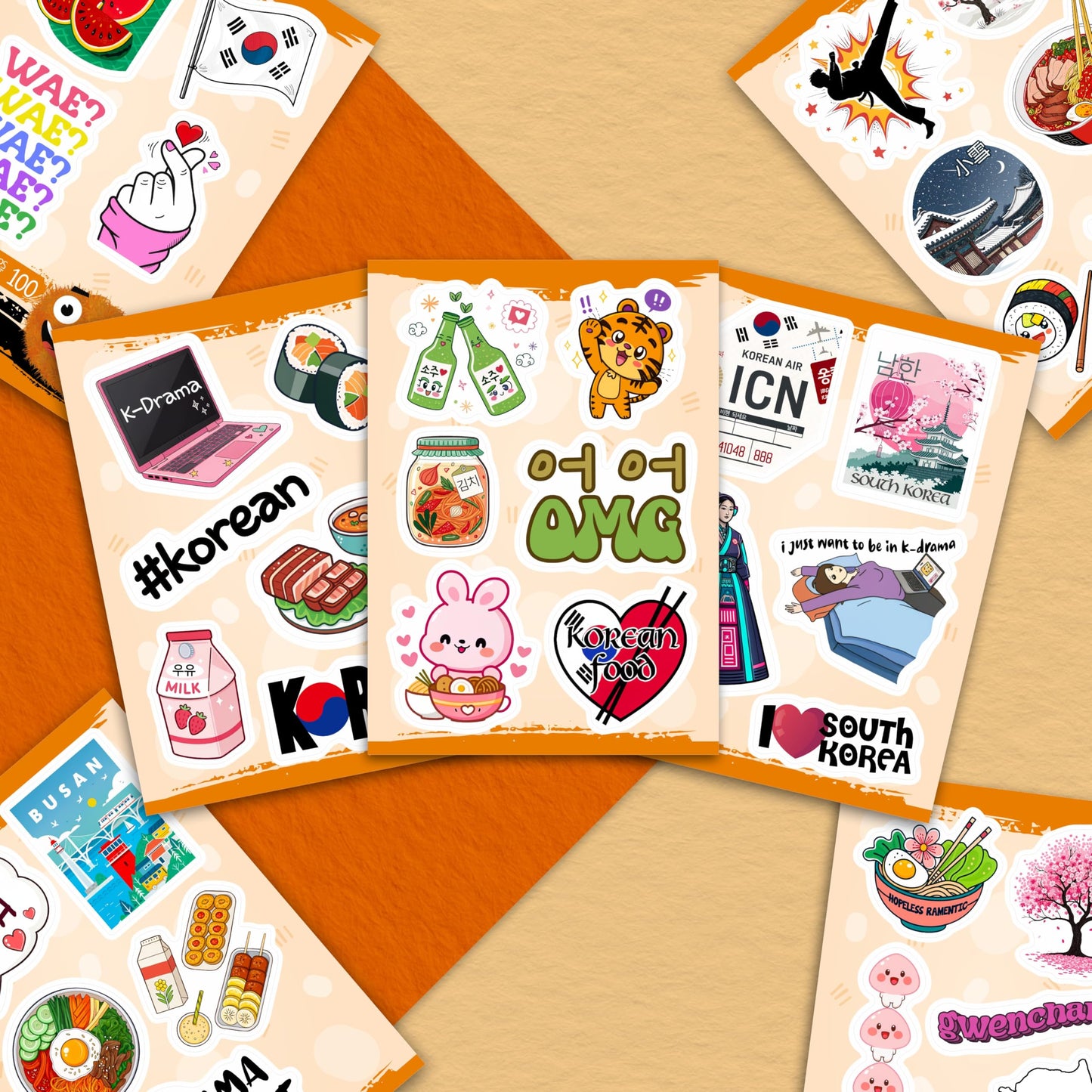 BulbaCraft 100Pcs South Korea Stickers for Luggage & Water Bottles – Korean Gifts