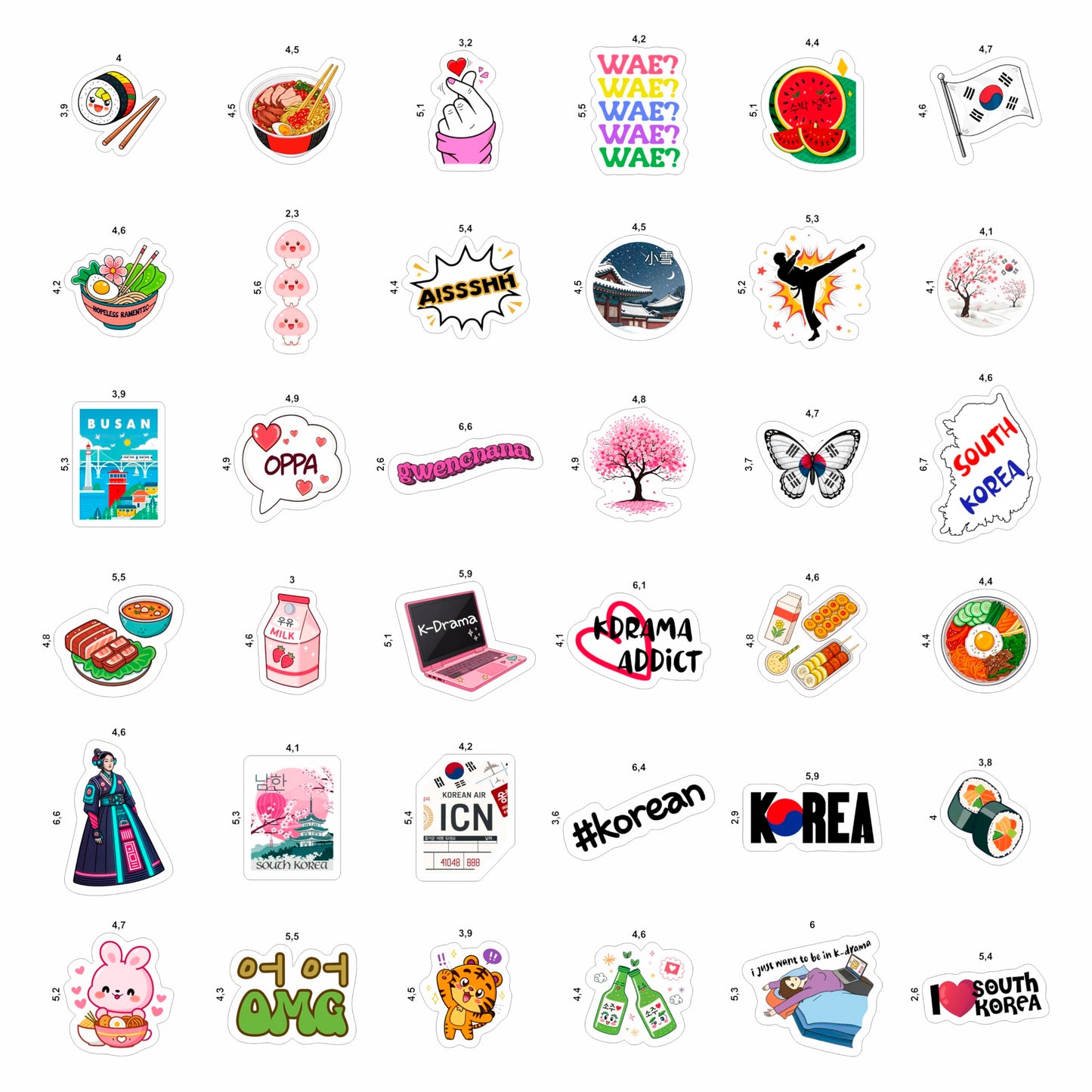 BulbaCraft 100Pcs South Korea Stickers for Luggage & Water Bottles – Korean Gifts