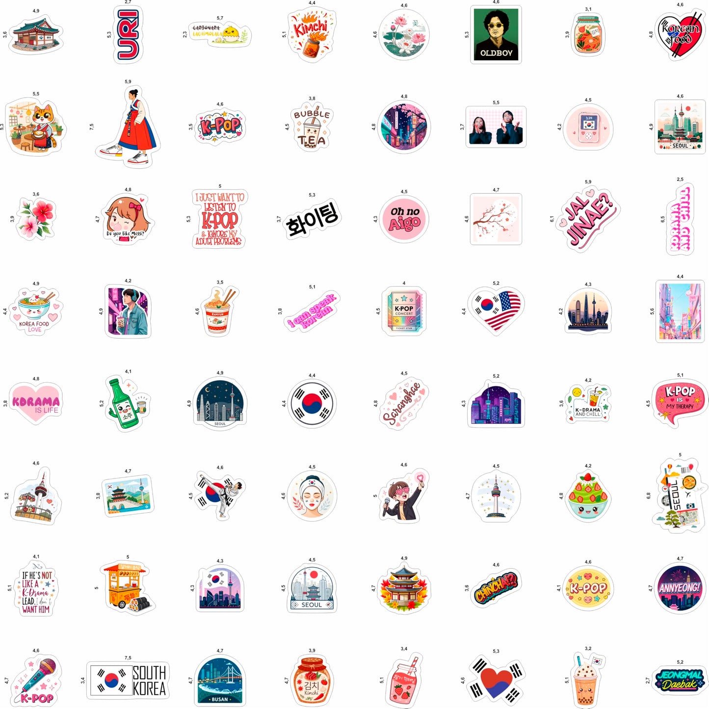 BulbaCraft 100Pcs South Korea Stickers for Luggage & Water Bottles – Korean Gifts