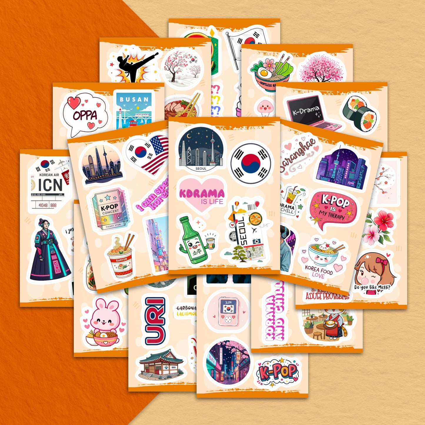 BulbaCraft 100Pcs South Korea Stickers for Luggage & Water Bottles – Korean Gifts